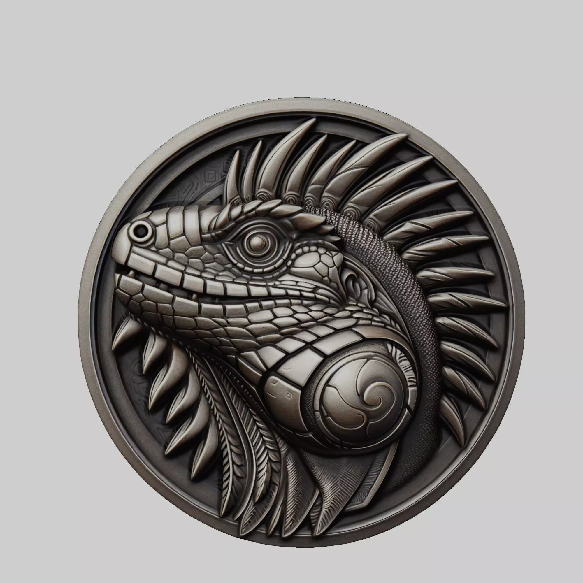 Iguana Animal Iguana Animal Medallion  3D print model_0