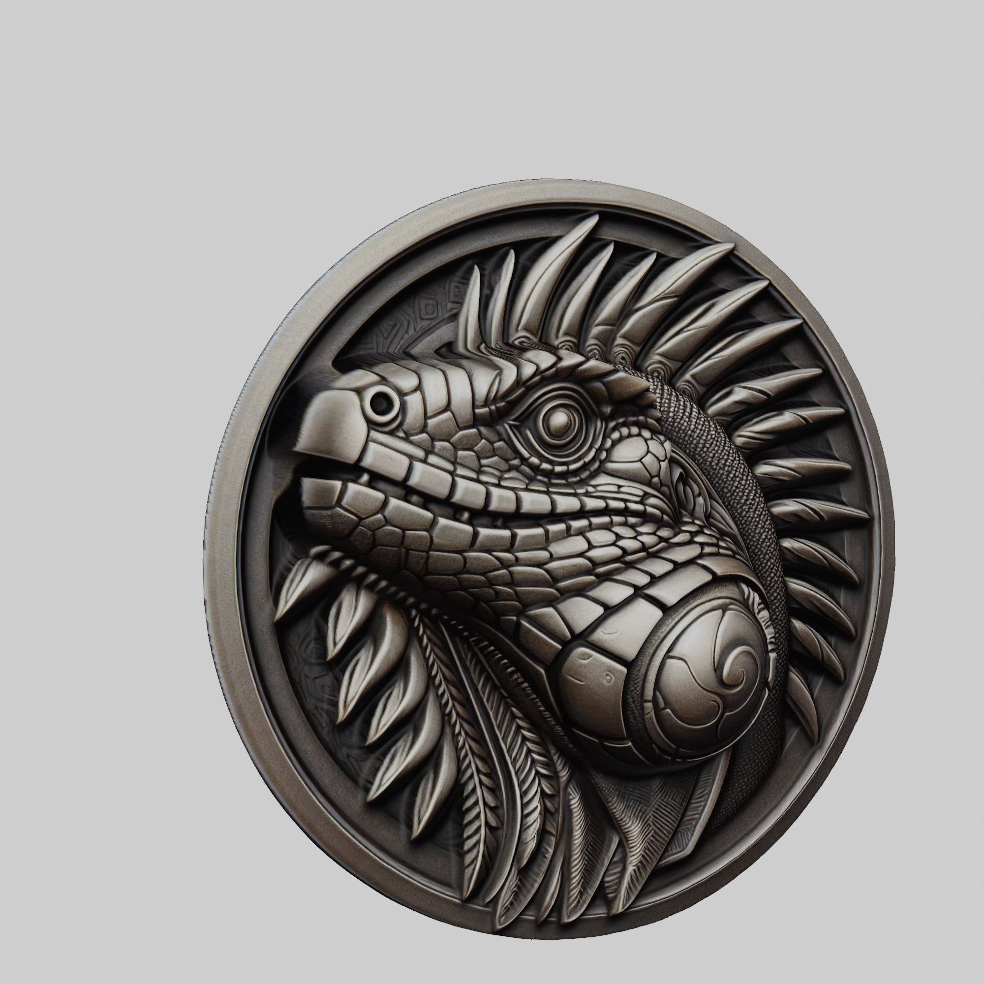 Iguana Animal Iguana Animal Medallion  3D print model_1