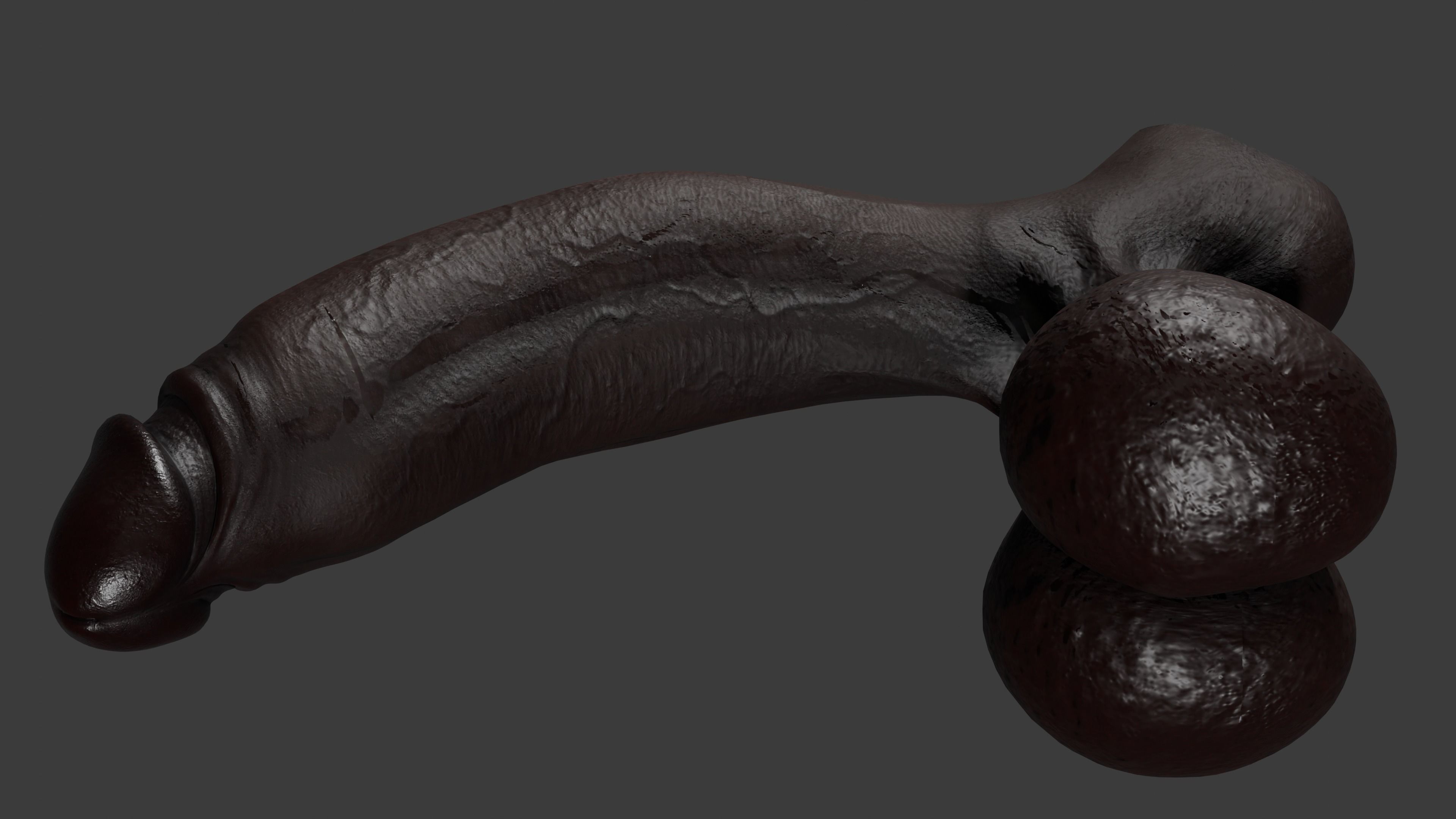 Realistic BBC Penis w Adjustable foreskin Lowpoly Rigged Low-poly 3D model_12