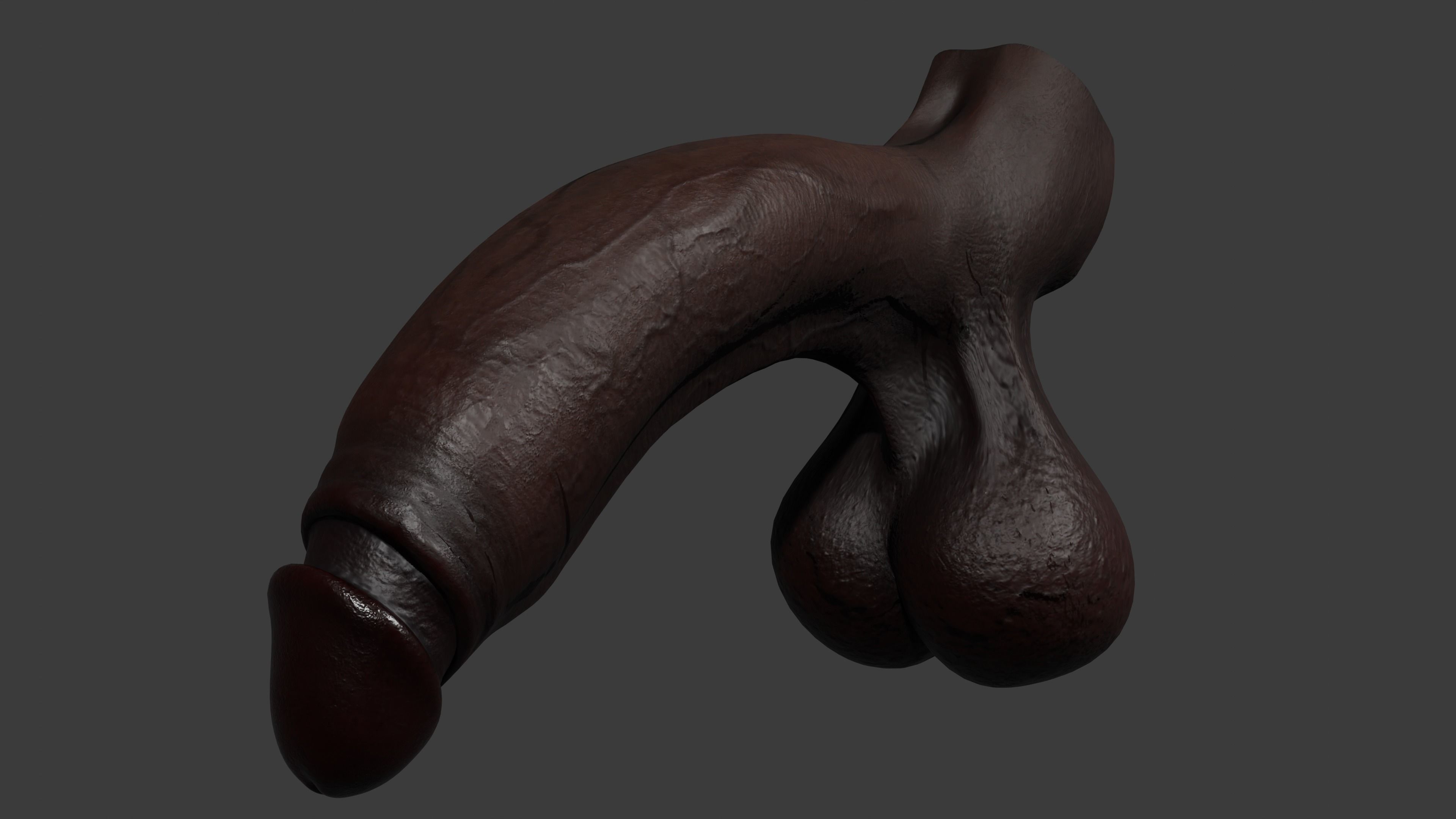 Realistic BBC Penis w Adjustable foreskin Lowpoly Rigged Low-poly 3D model_3