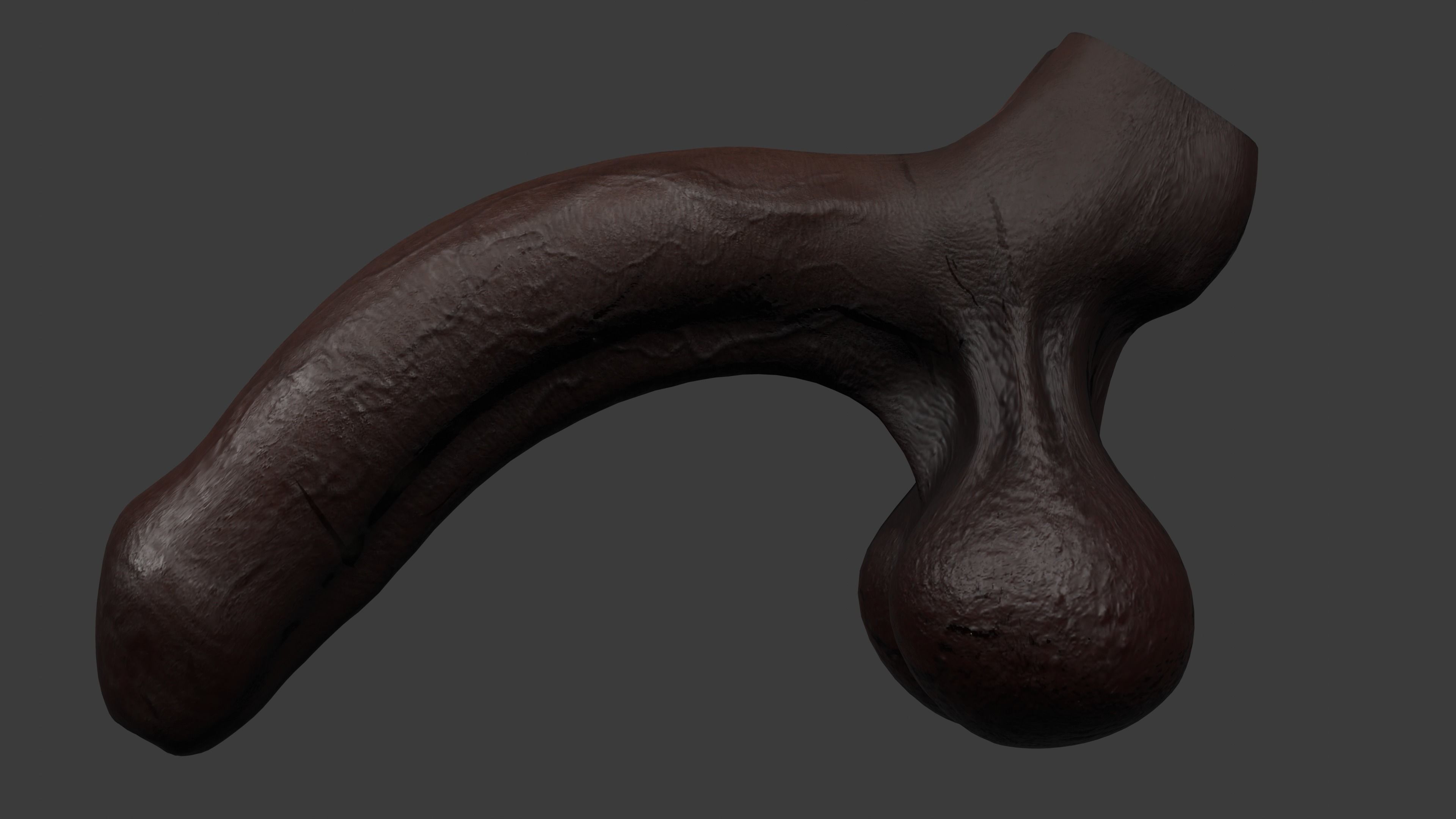 Realistic BBC Penis w Adjustable foreskin Lowpoly Rigged Low-poly 3D model_7