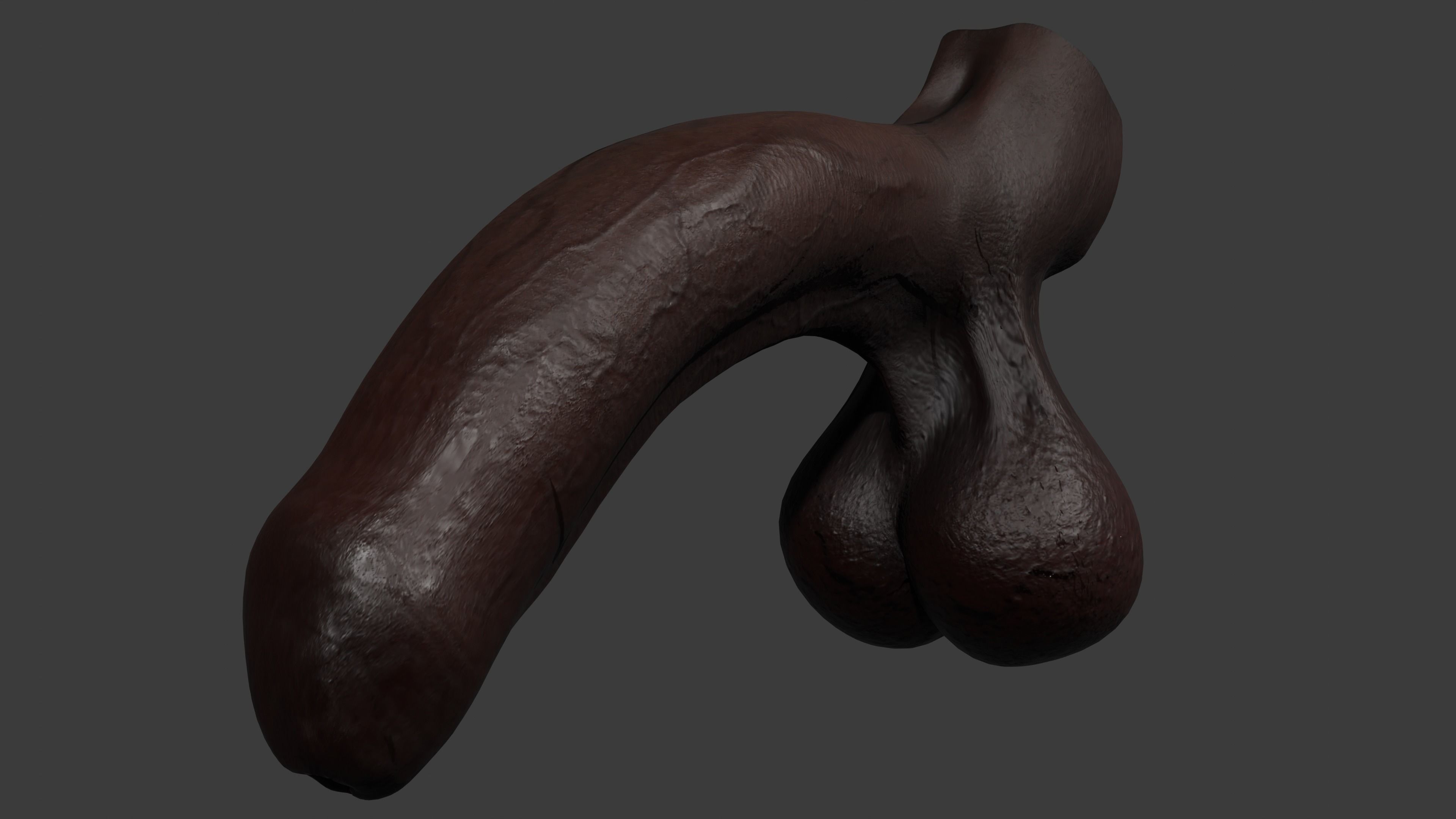 Realistic BBC Penis w Adjustable foreskin Lowpoly Rigged Low-poly 3D model_5