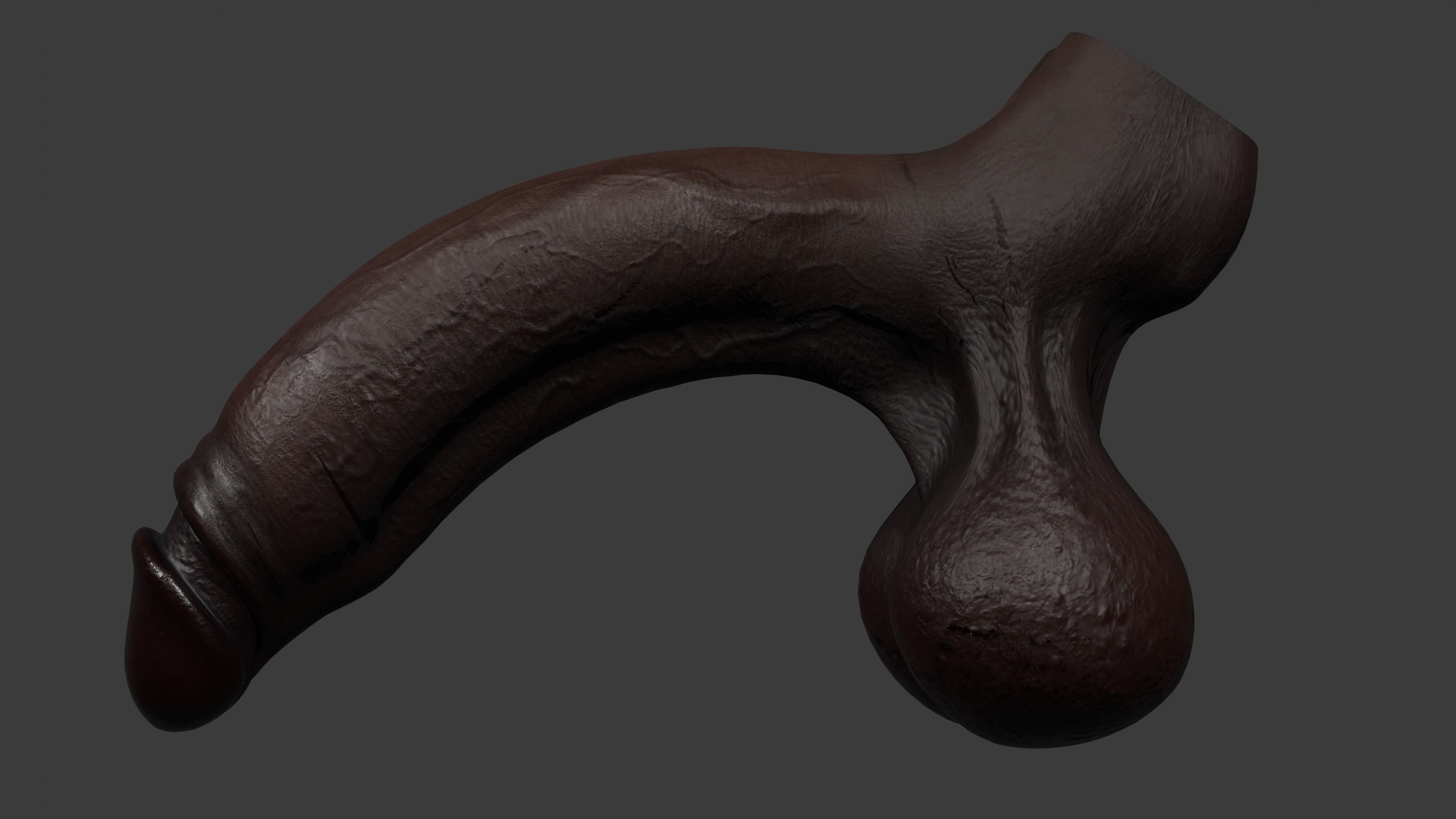 Realistic BBC Penis w Adjustable foreskin Lowpoly Rigged Low-poly 3D model_6