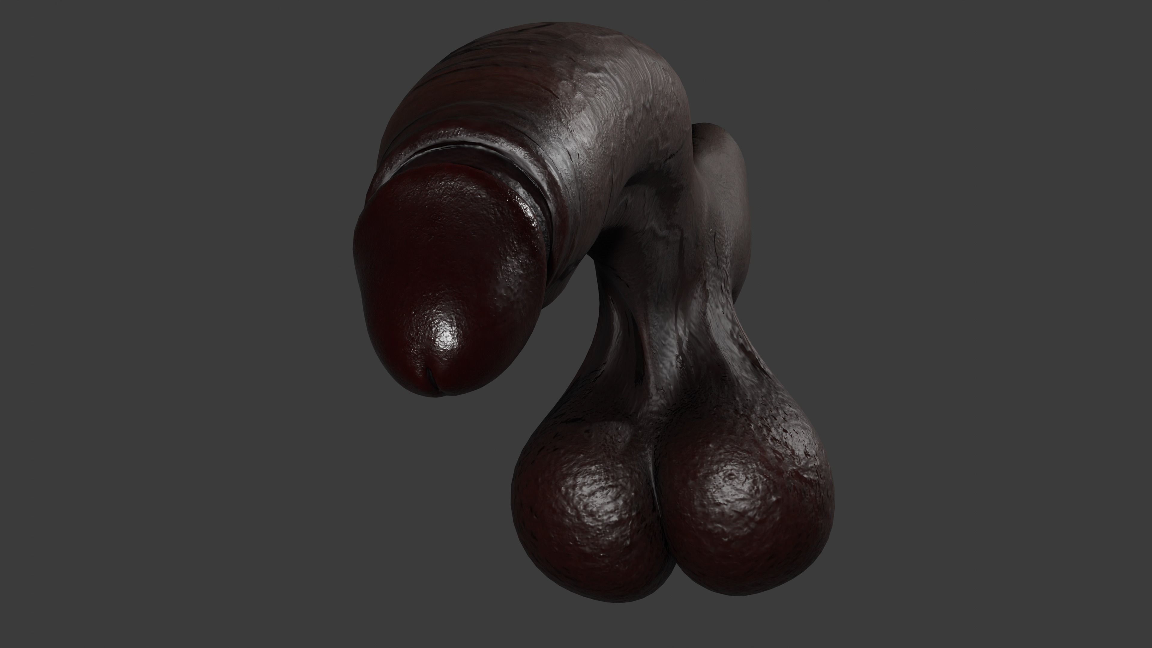 Realistic BBC Penis w Adjustable foreskin Lowpoly Rigged Low-poly 3D model_8