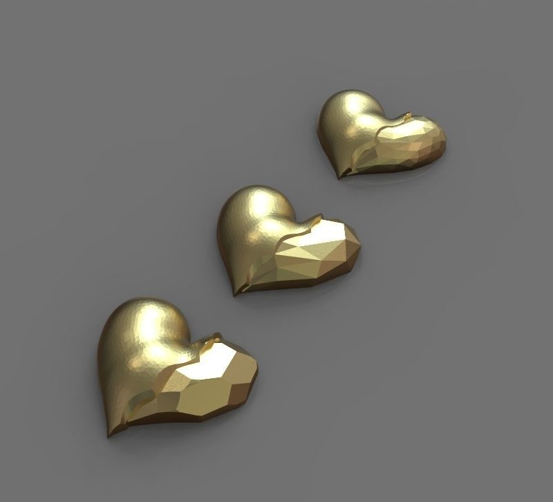 triangle hearts 3D print model_2