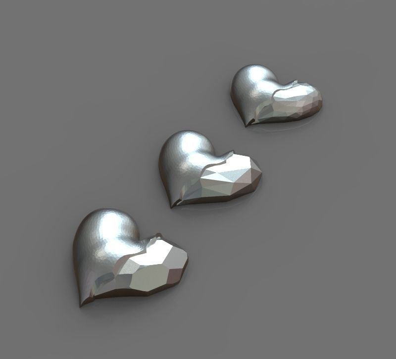 triangle hearts 3D print model_1
