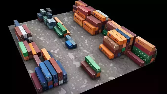 cargo containers terrain area drone photogrammetry