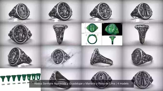 Nossa Senhora Aparecida y Guadalupe y Mariana y Rosa de Lima