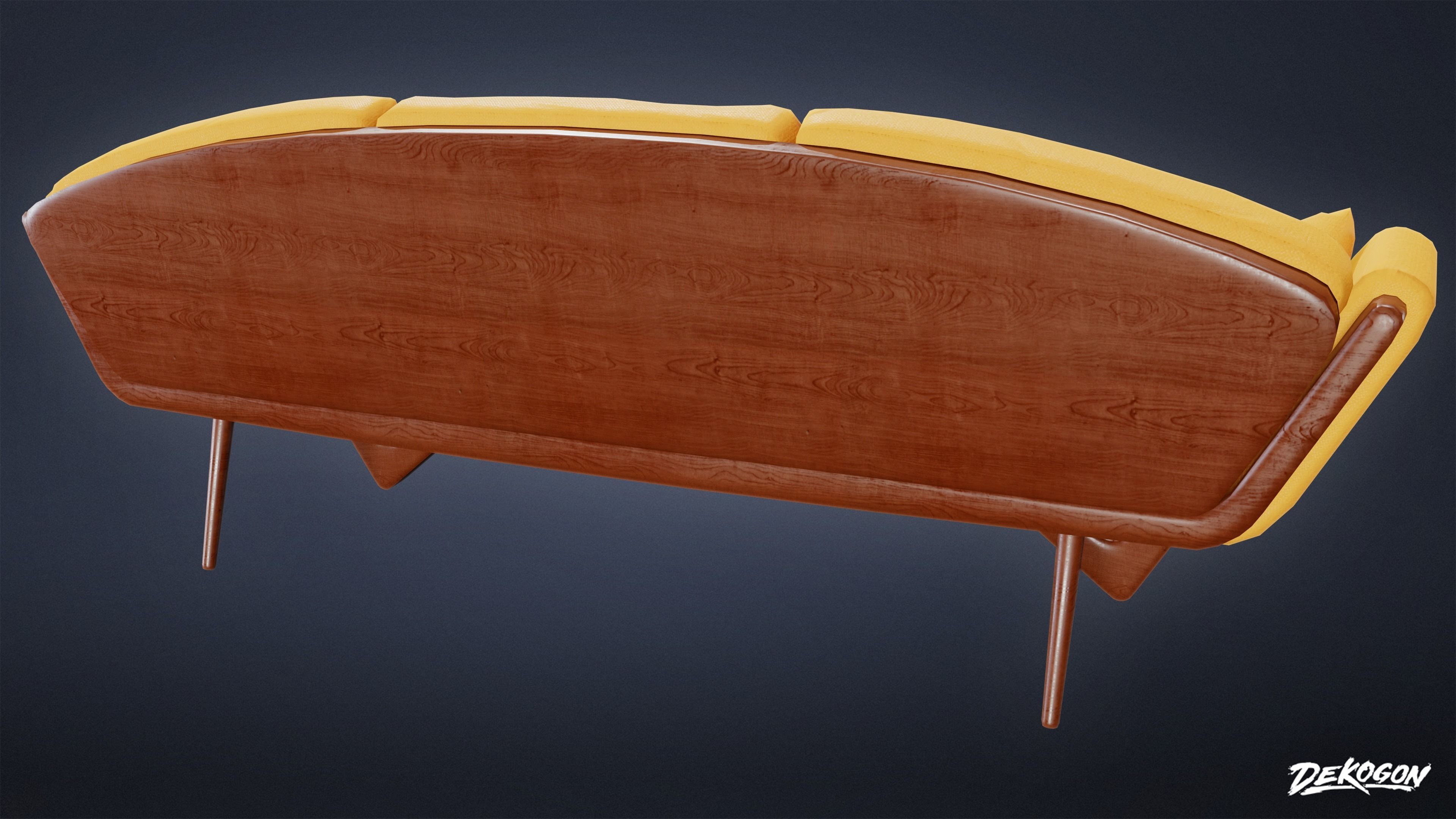 MIDCENTURY - Sofa 01 - LOW POLY Low-poly 3D model_3