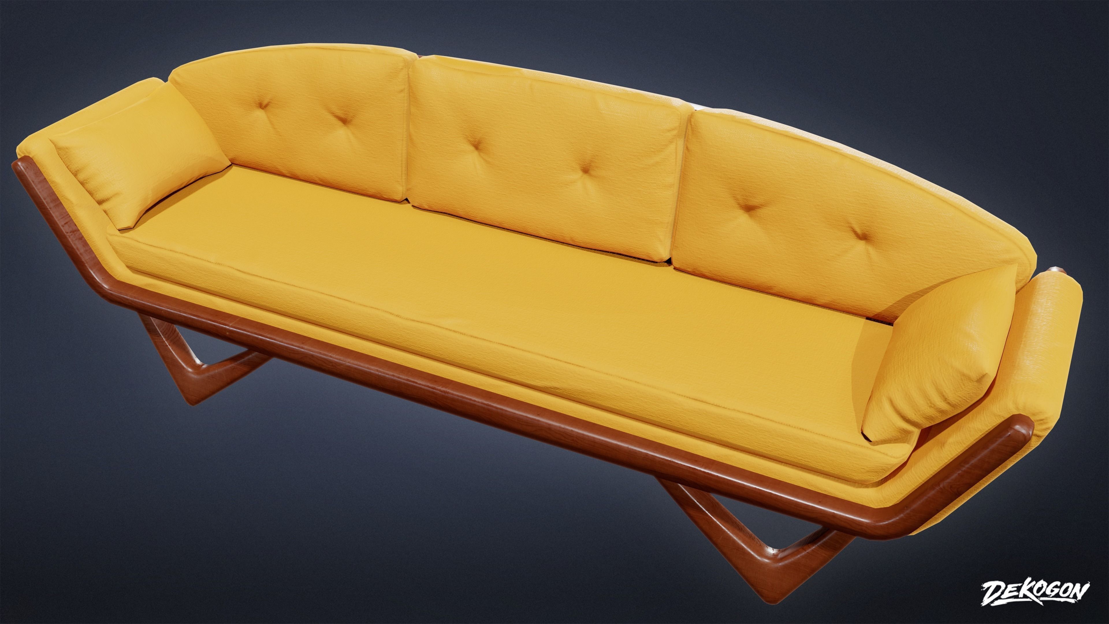 MIDCENTURY - Sofa 01 - LOW POLY Low-poly 3D model_4