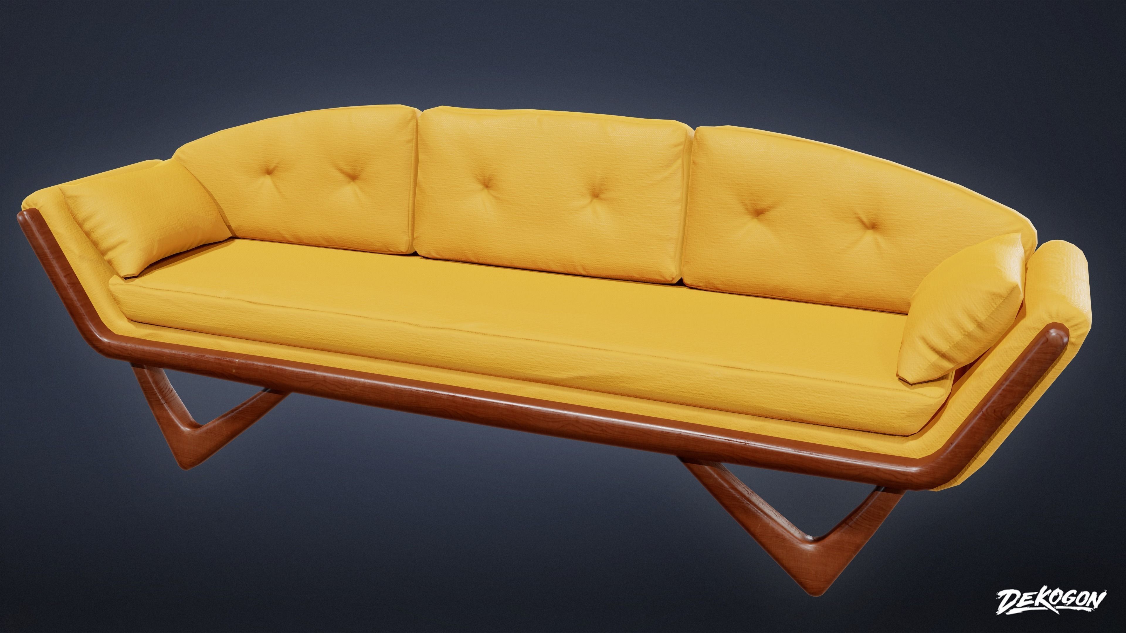 MIDCENTURY - Sofa 01 - LOW POLY Low-poly 3D model_1