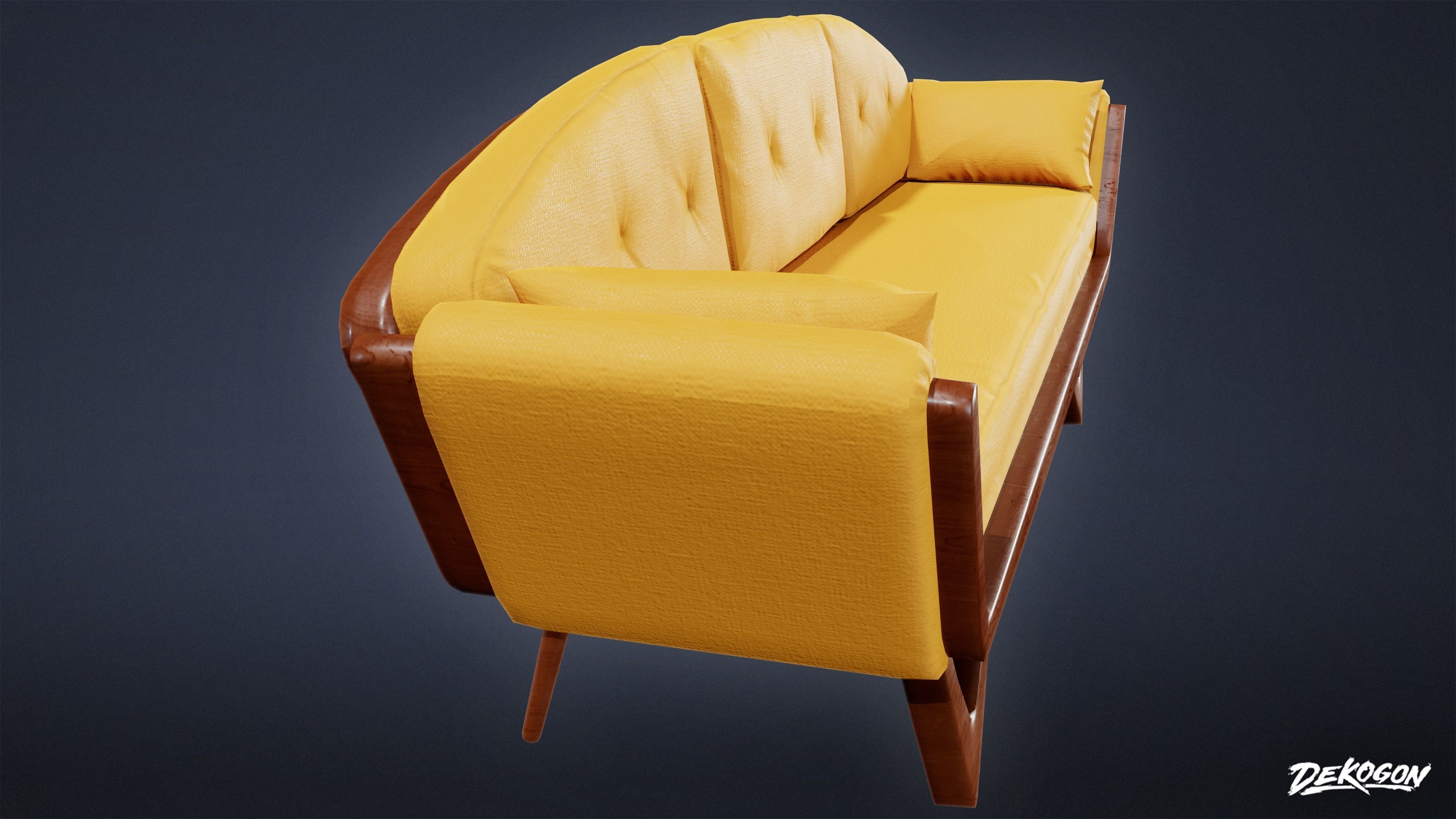 MIDCENTURY - Sofa 01 - LOW POLY Low-poly 3D model_2