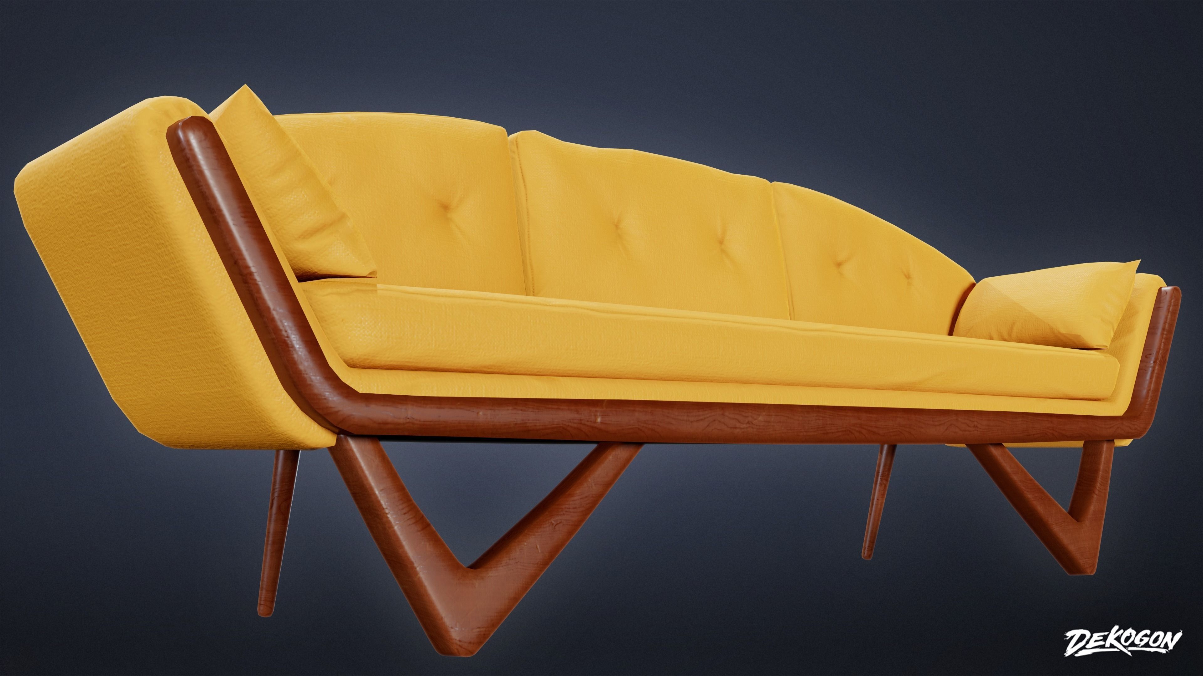 MIDCENTURY - Sofa 01 - LOW POLY Low-poly 3D model_5