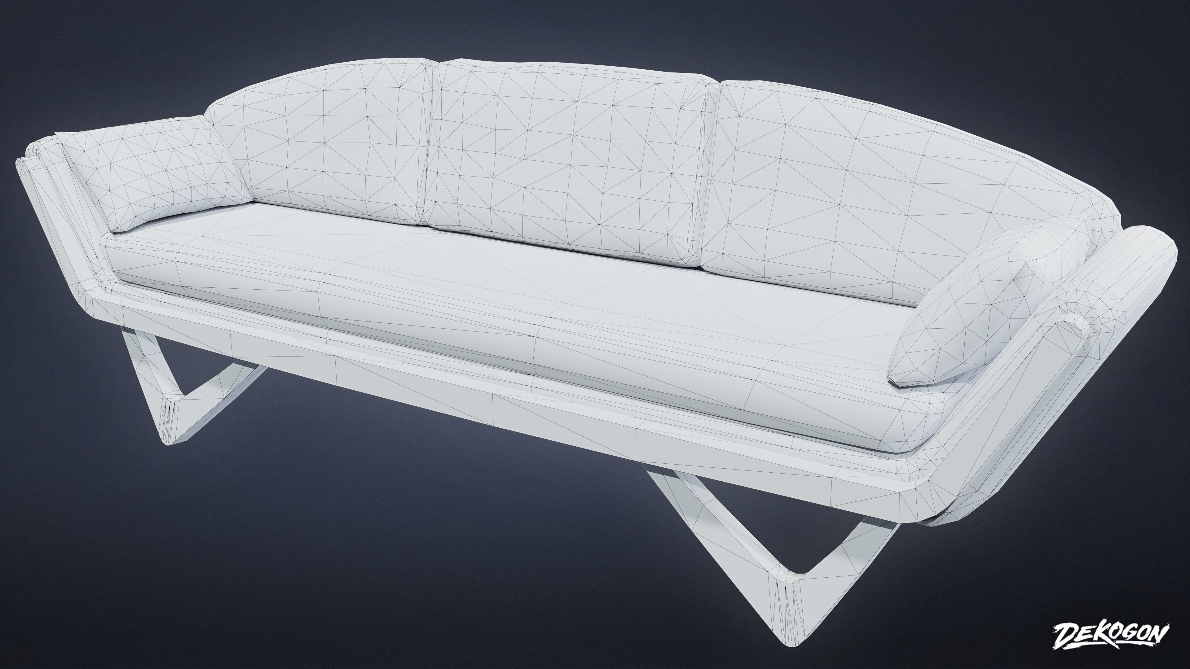 MIDCENTURY - Sofa 01 - LOW POLY Low-poly 3D model_8