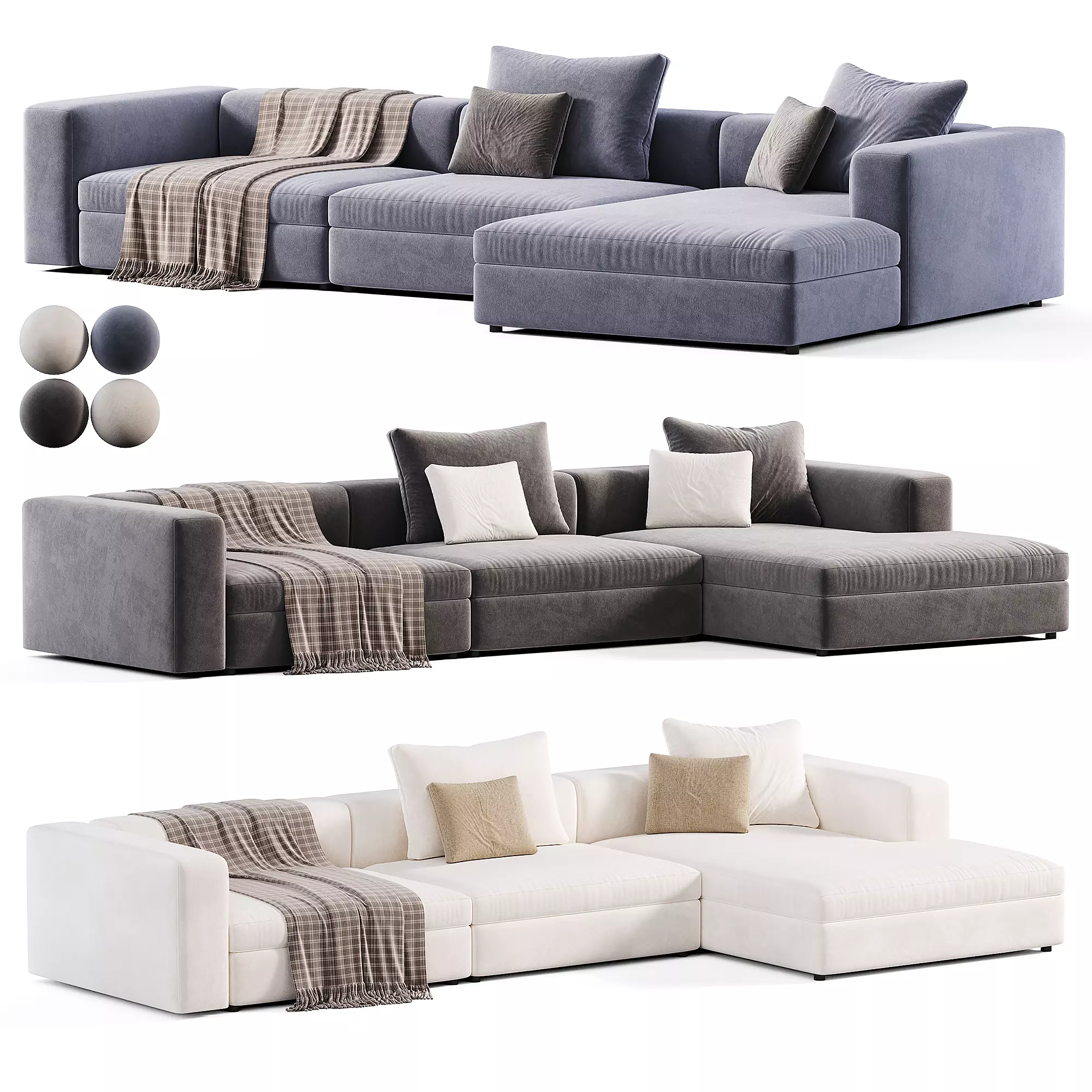 Dune Sofa by Carlo Colombo Low-poly 3D model_0