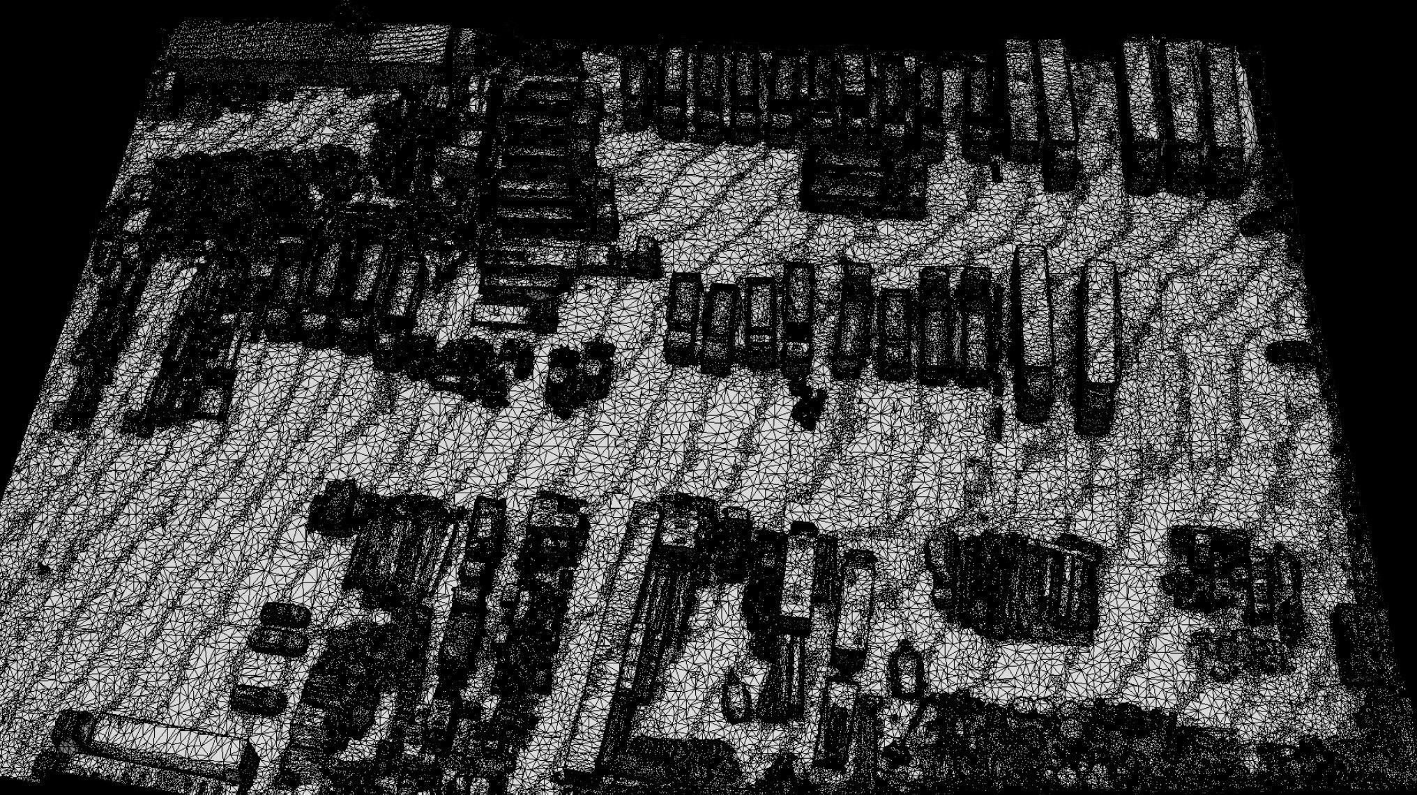 trucks vehicles warehouse storage terrain drone photogrammetry Low-poly 3D model_4