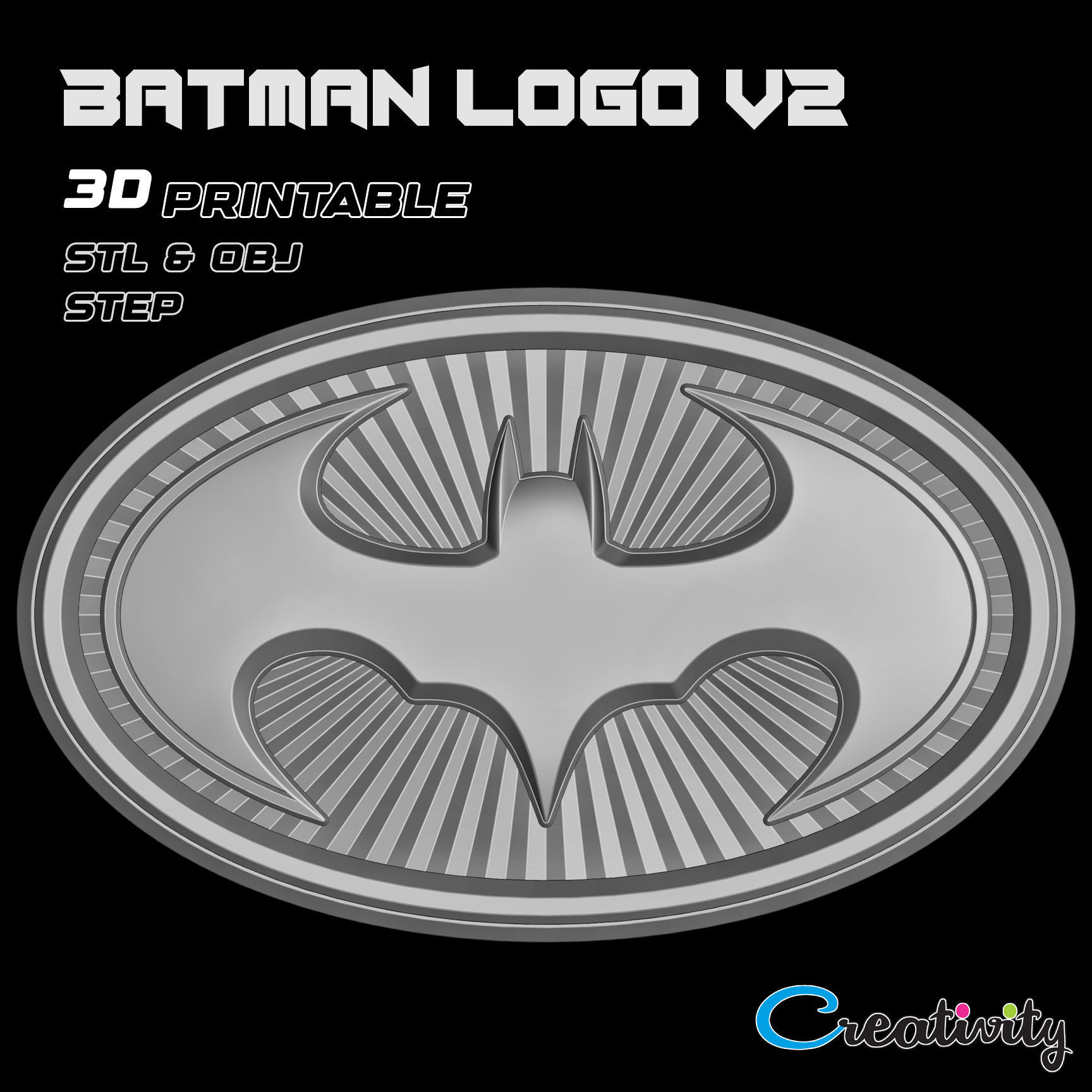 BATMAN LOGO V2 3D print model_4