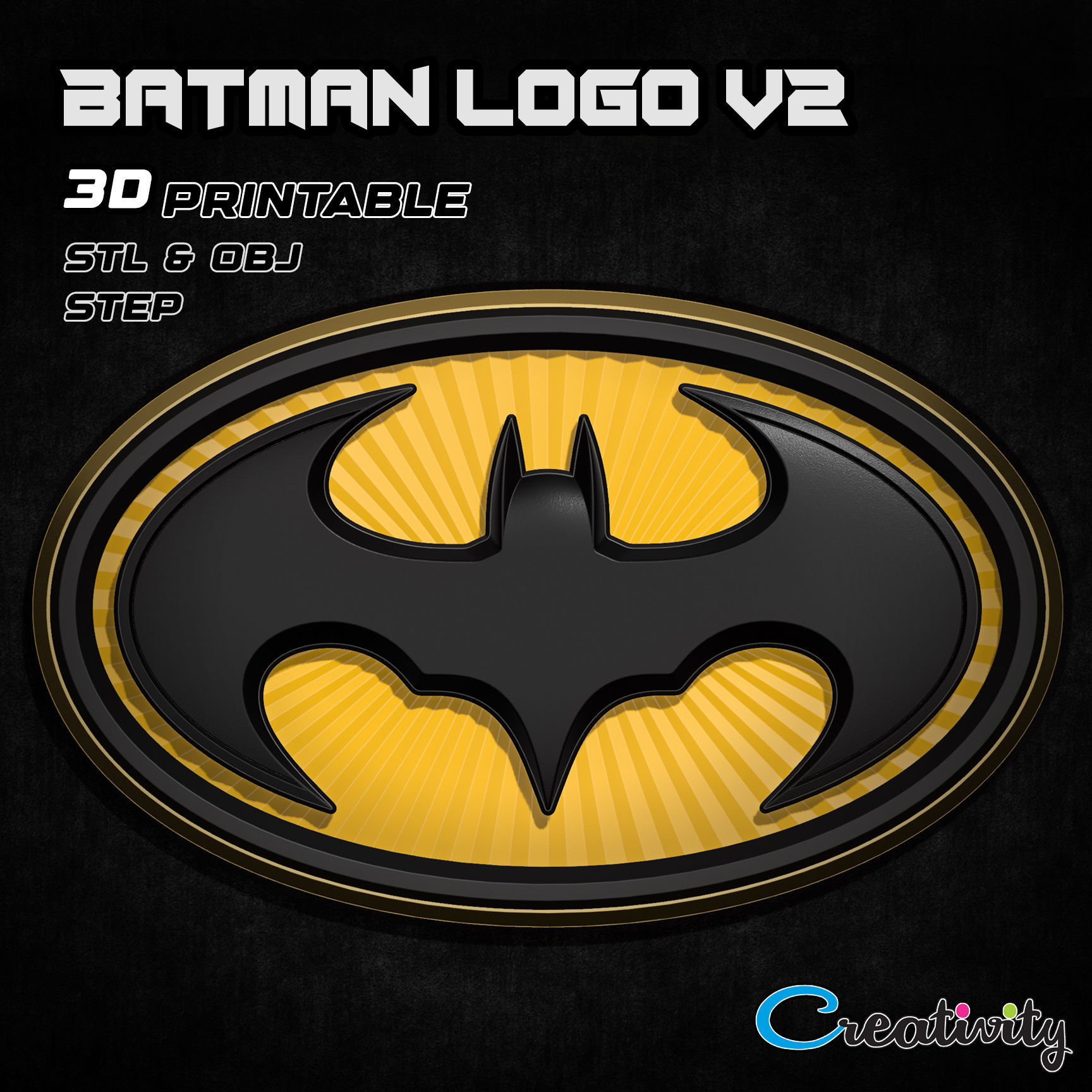 BATMAN LOGO V2 3D print model_5