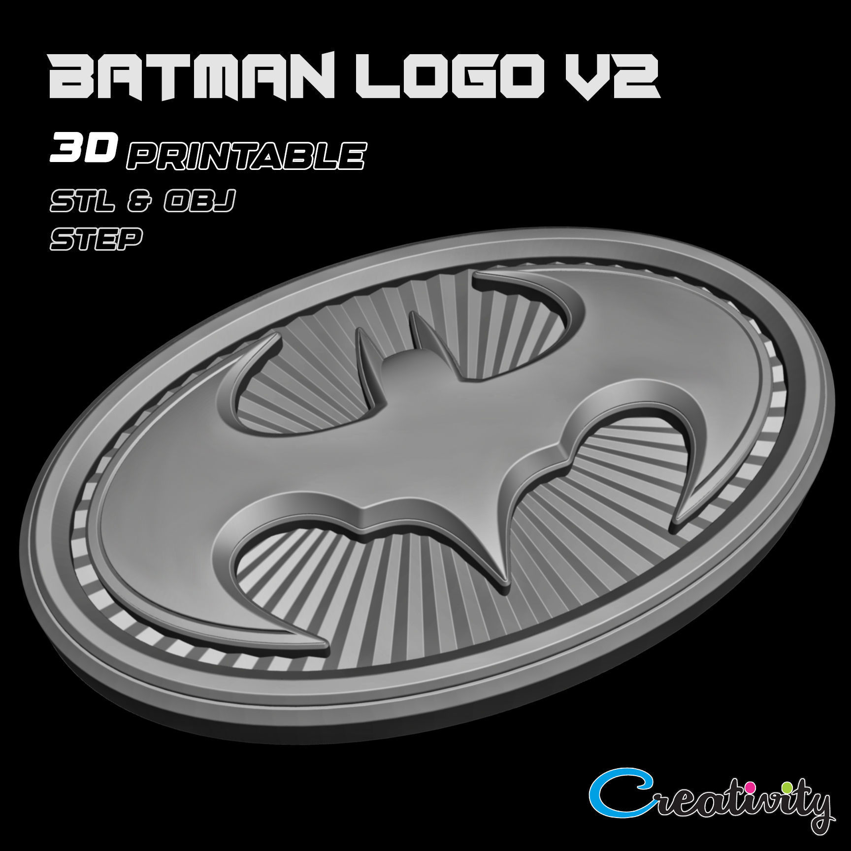 BATMAN LOGO V2 3D print model_3
