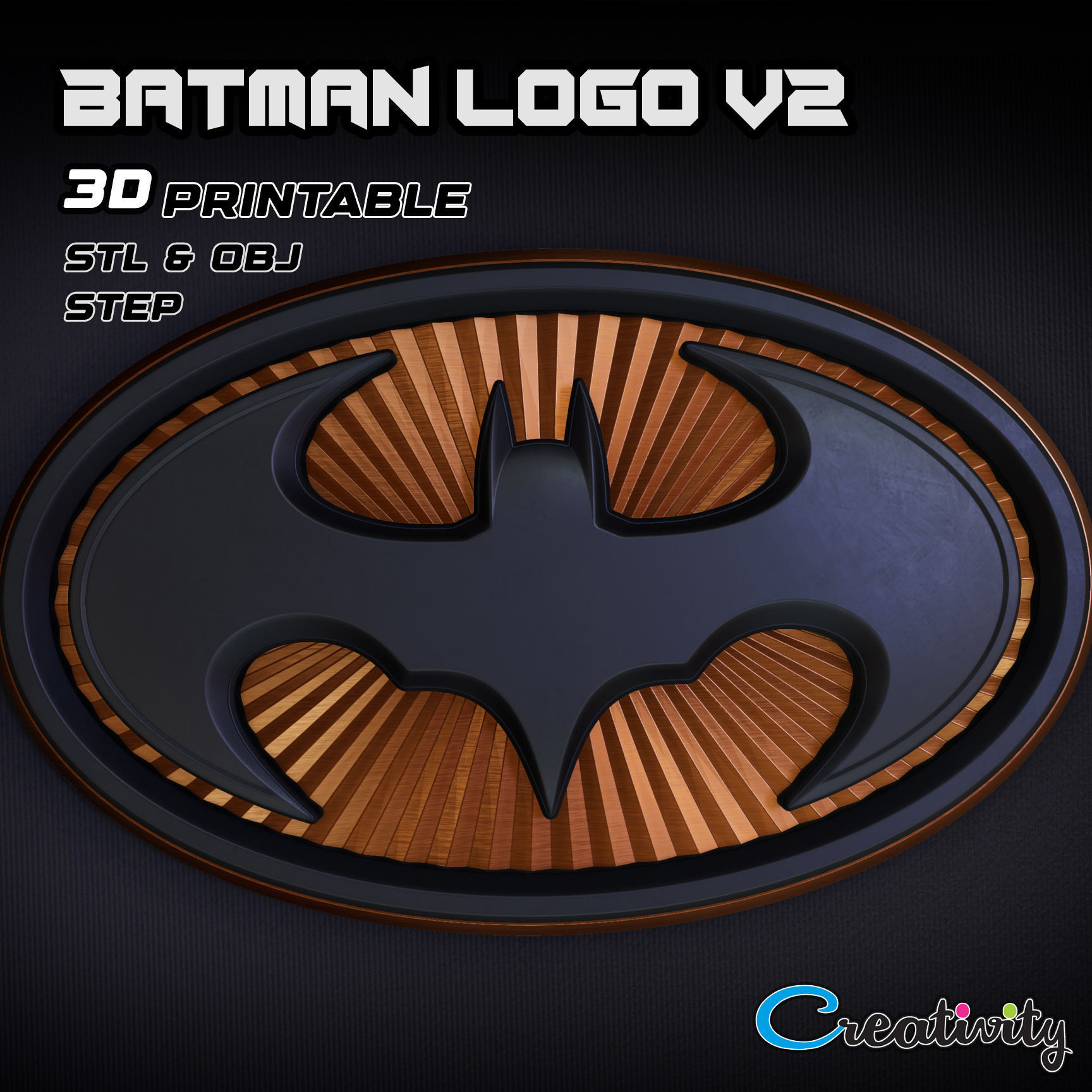 BATMAN LOGO V2 3D print model_2