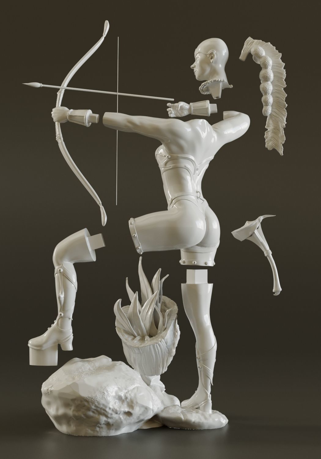 Amazon  Warrior Statue 3D print model_5