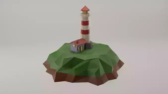 Low-poly lighthouse toy