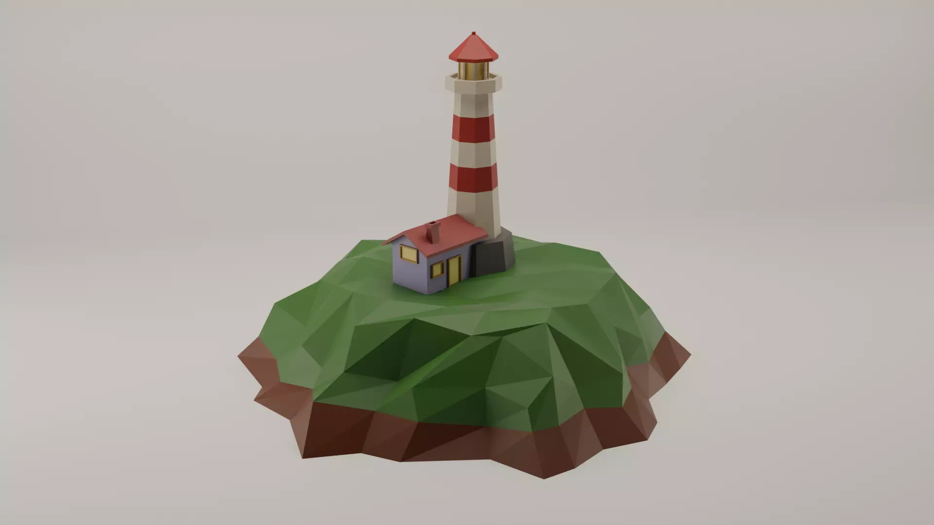 Low-poly lighthouse toy Free 3D model_0
