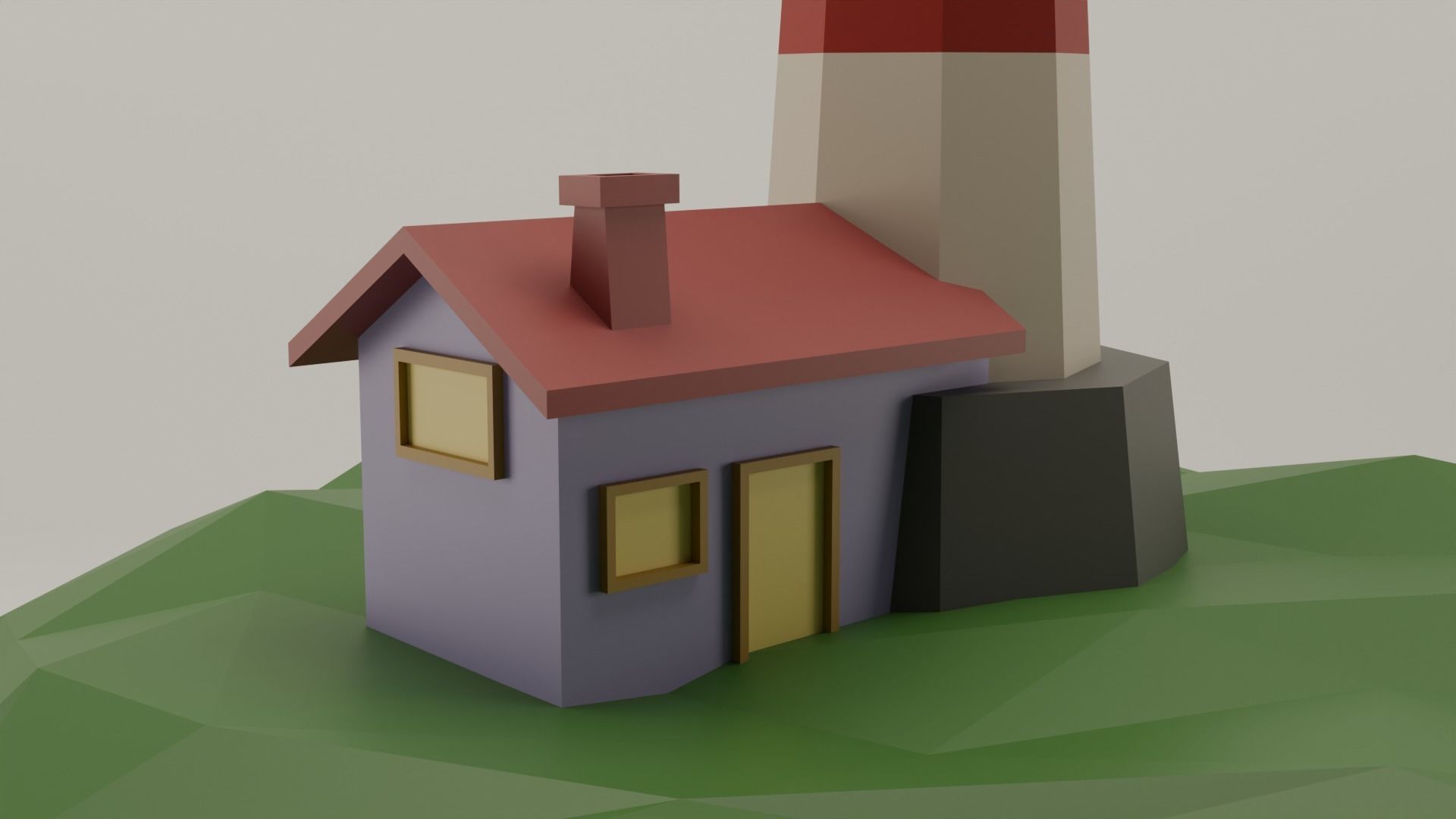 Low-poly lighthouse toy Free 3D model_1