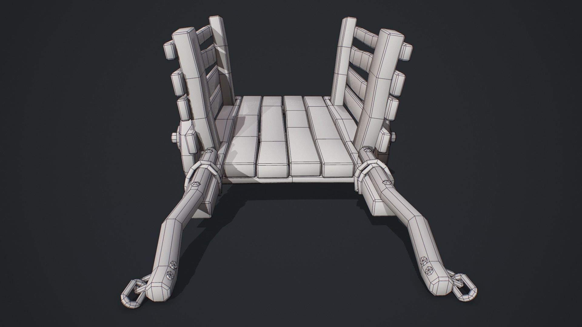 Wooden Cart Wheeled Low-poly 3D model Low-poly 3D model_8