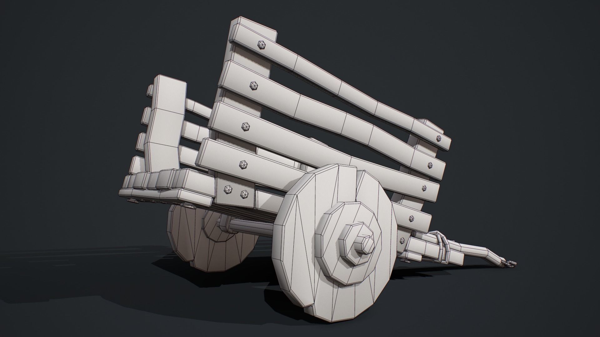 Wooden Cart Wheeled Low-poly 3D model Low-poly 3D model_9