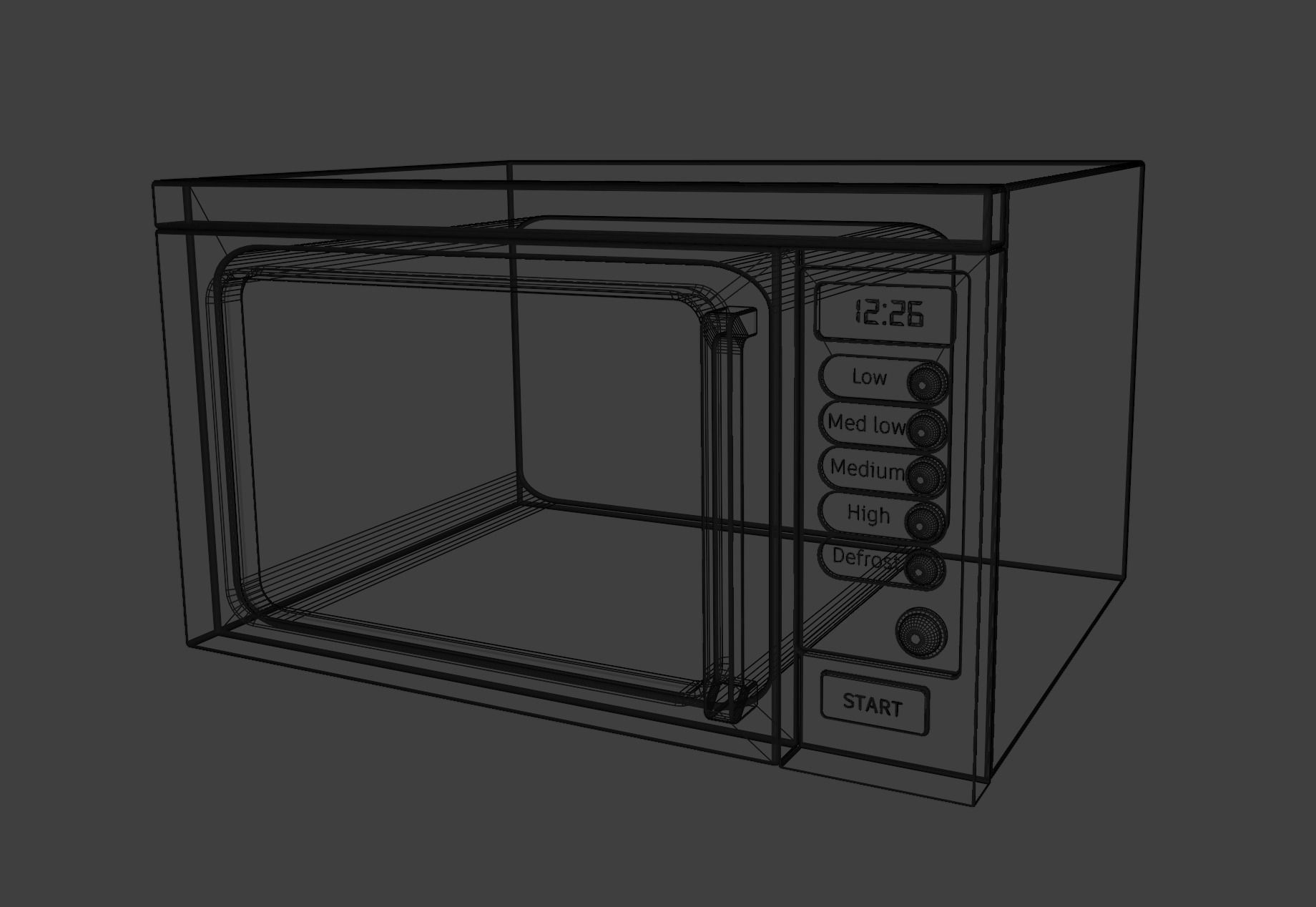Modern white microwave 3D model_6