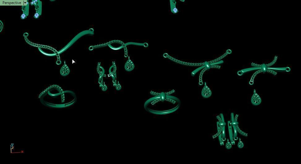 both 1st and 2nd set earrings - ring - grurmette 3D print model_7