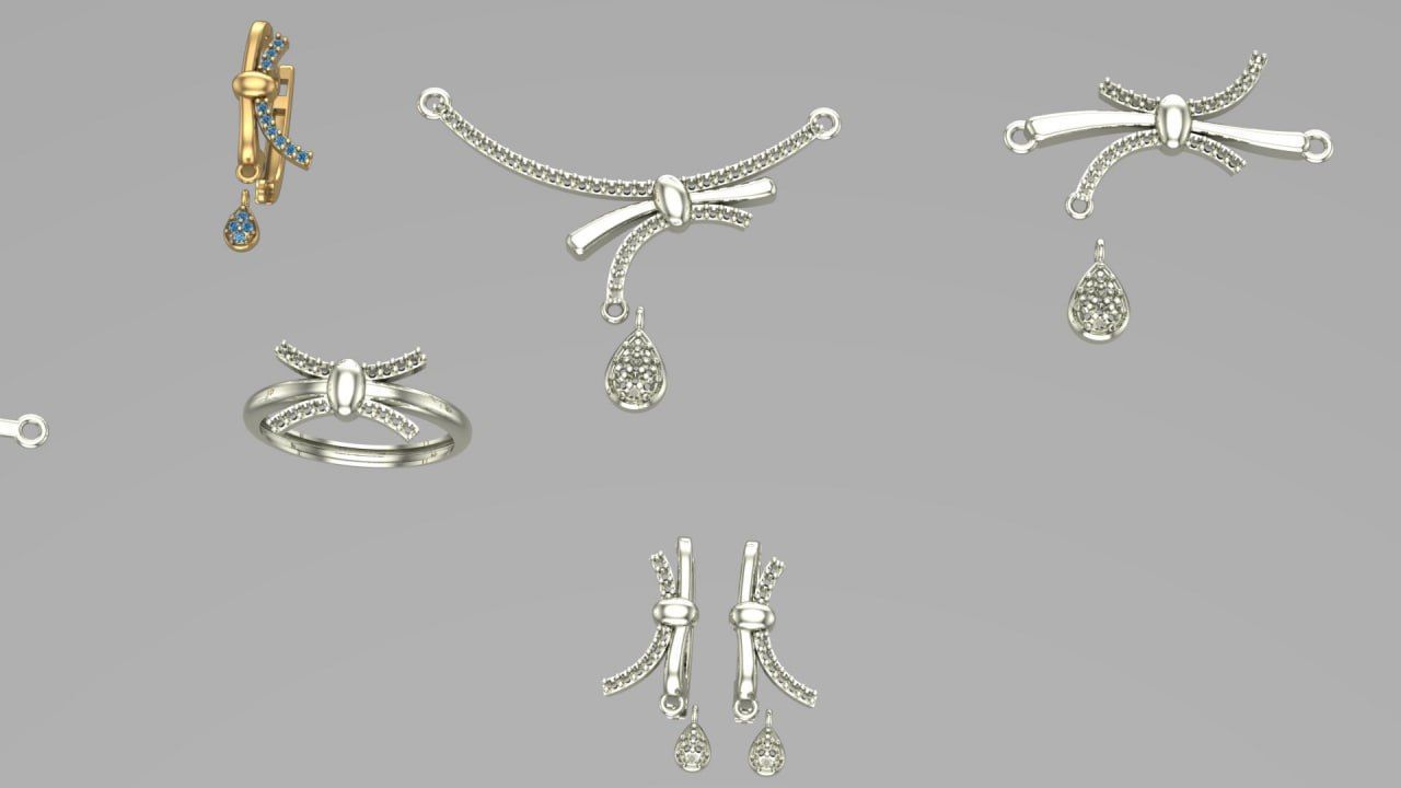 both 1st and 2nd set earrings - ring - grurmette 3D print model_2