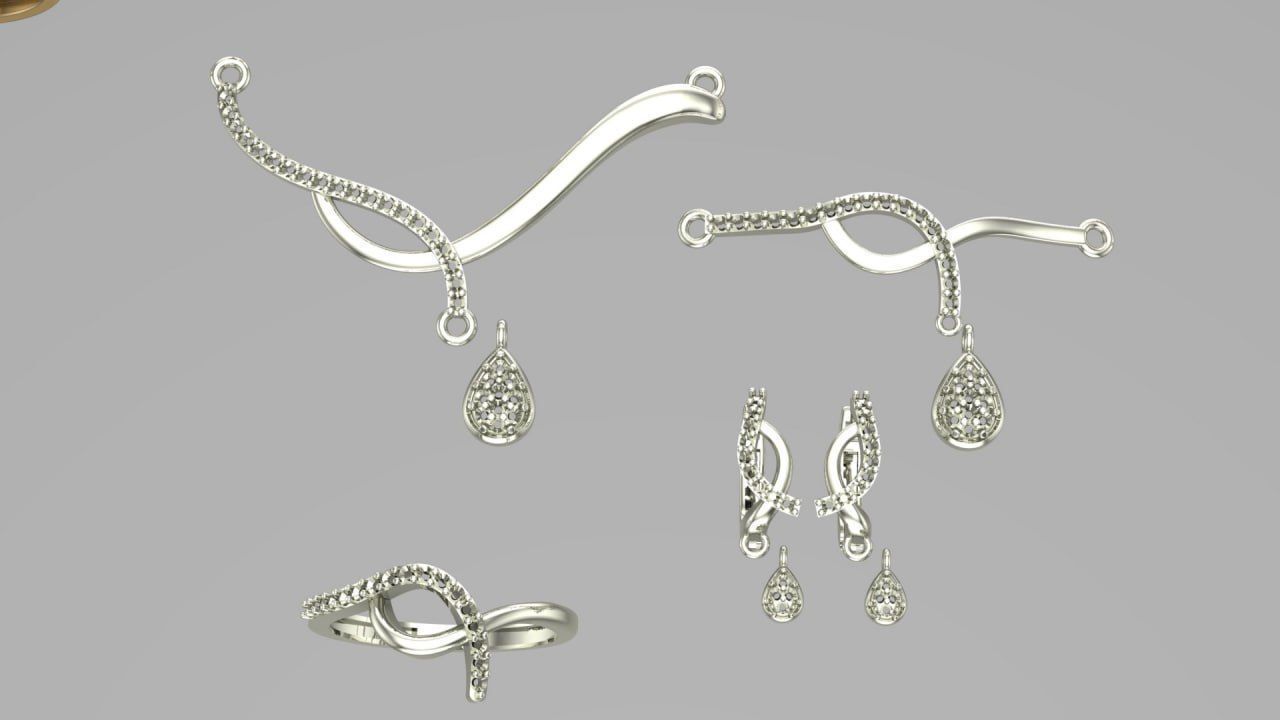 both 1st and 2nd set earrings - ring - grurmette 3D print model_3