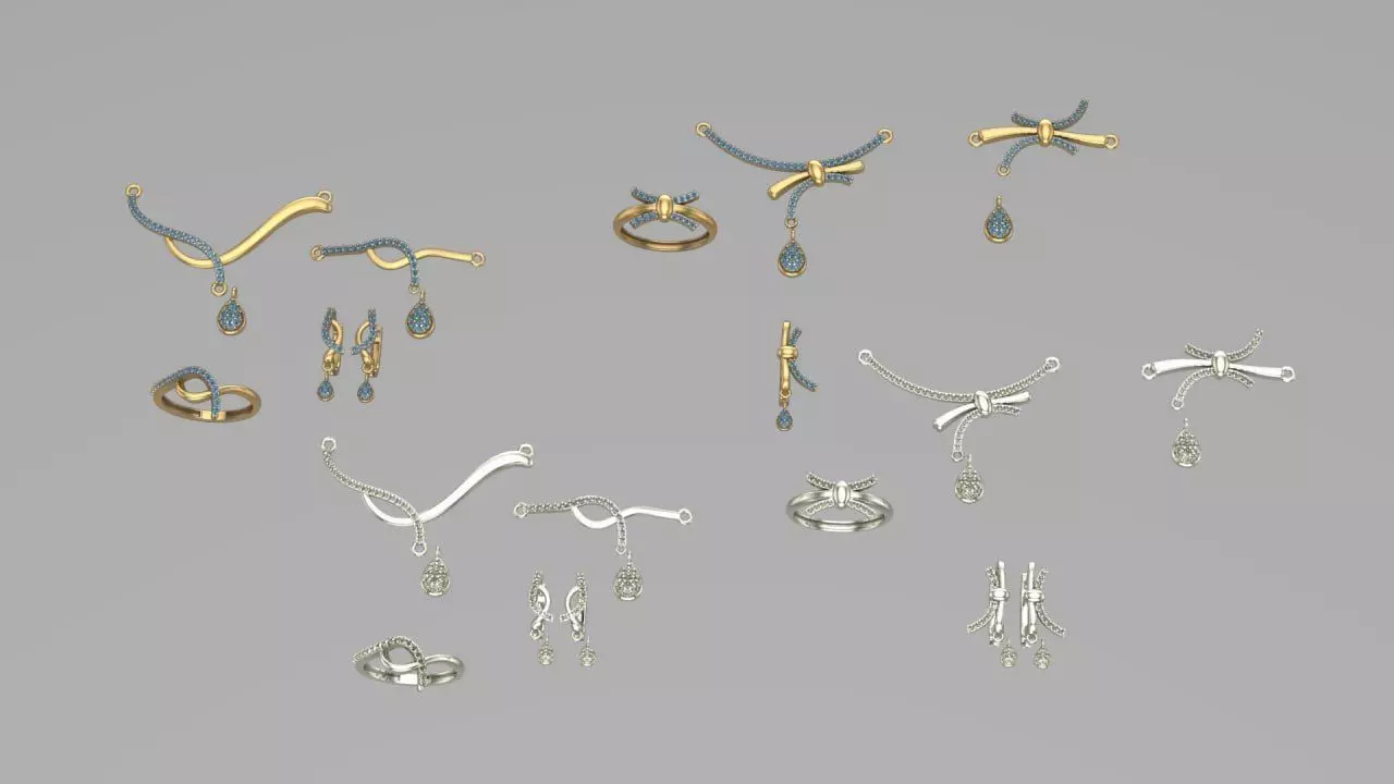 both 1st and 2nd set earrings - ring - grurmette 3D print model_0