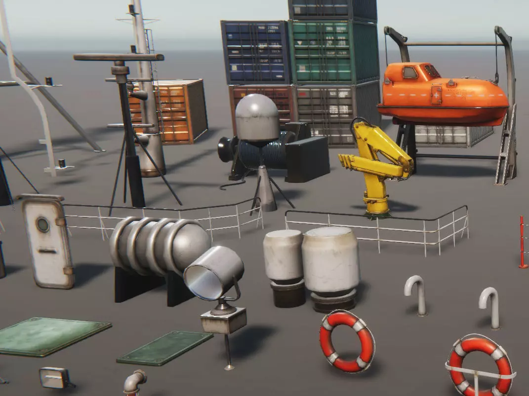 Ship Props Pack Low-poly 3D model_0