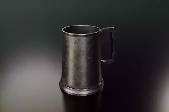 Medieval Metal Tankard Mug - Low-Poly Game-Ready PBR Model