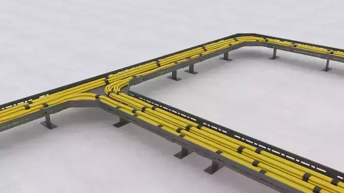 Cable Tray with Ceiling Support and Floor Pedestal Free 3D model