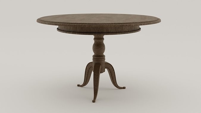 Antique round wooden table 3D model