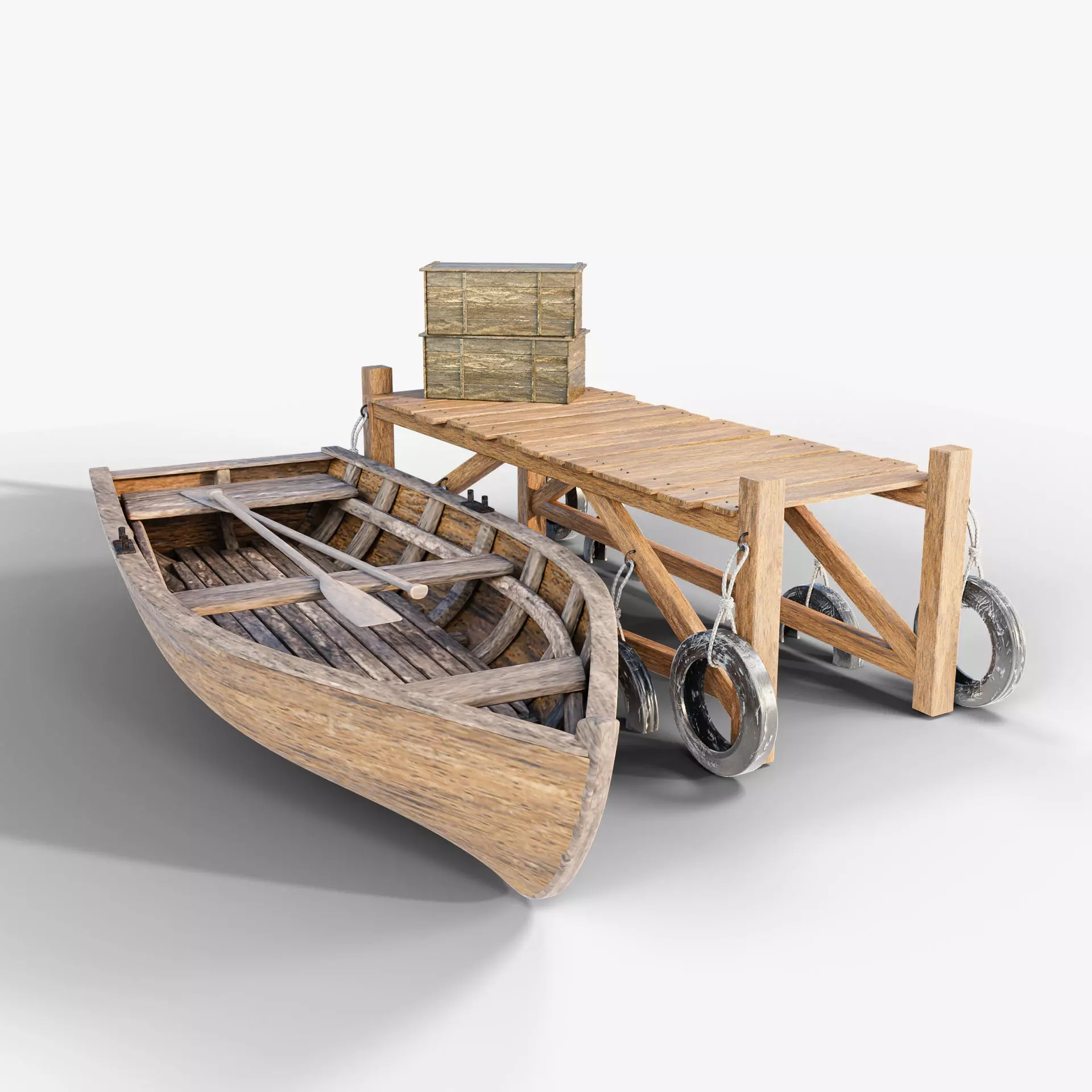 Bridge  Boat Low-poly 3D model_0