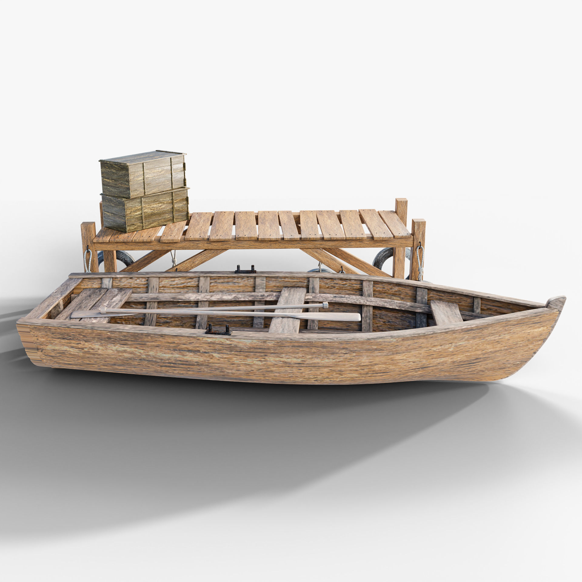 Bridge  Boat Low-poly 3D model_1