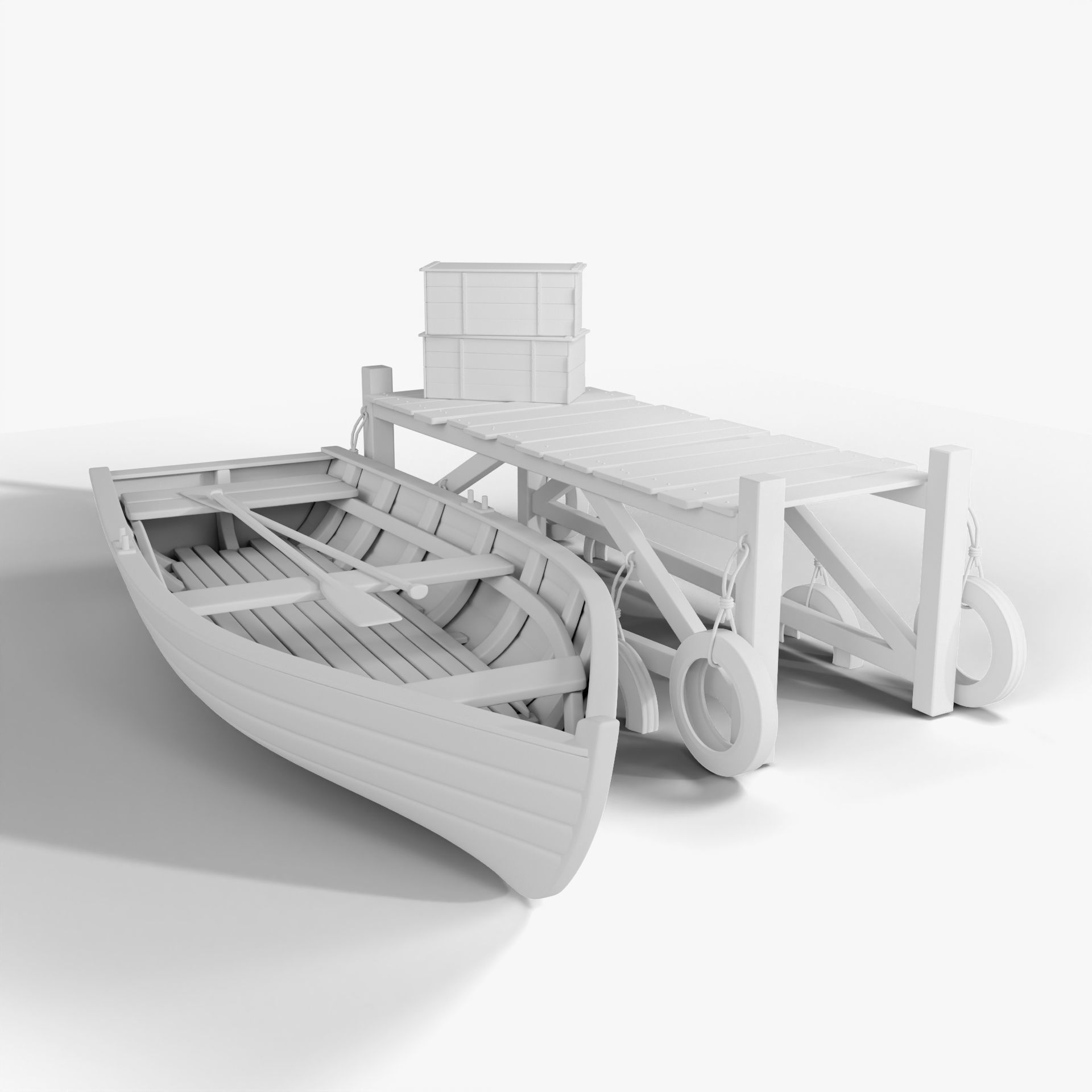 Bridge  Boat Low-poly 3D model_8