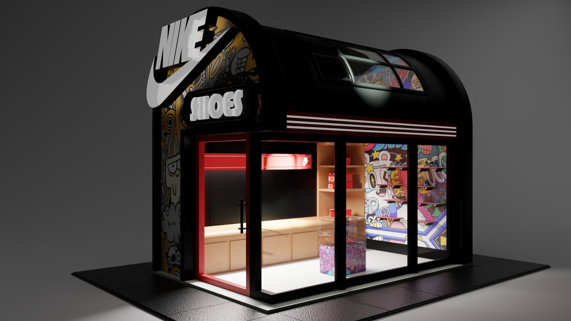 Nike Store Lowpoly 3D model_3