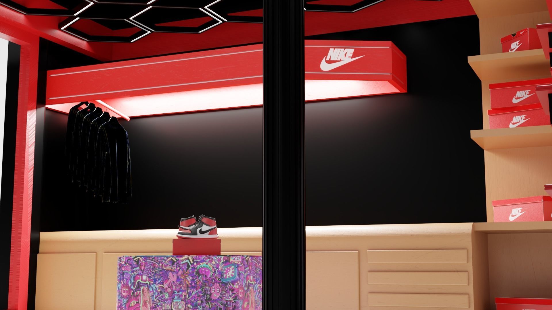 Nike Store Lowpoly 3D model_5