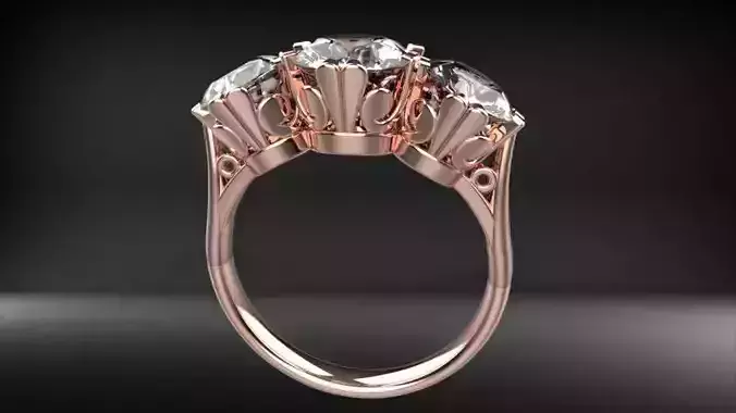 Classic Diamond Trilogy Ring 3D print model