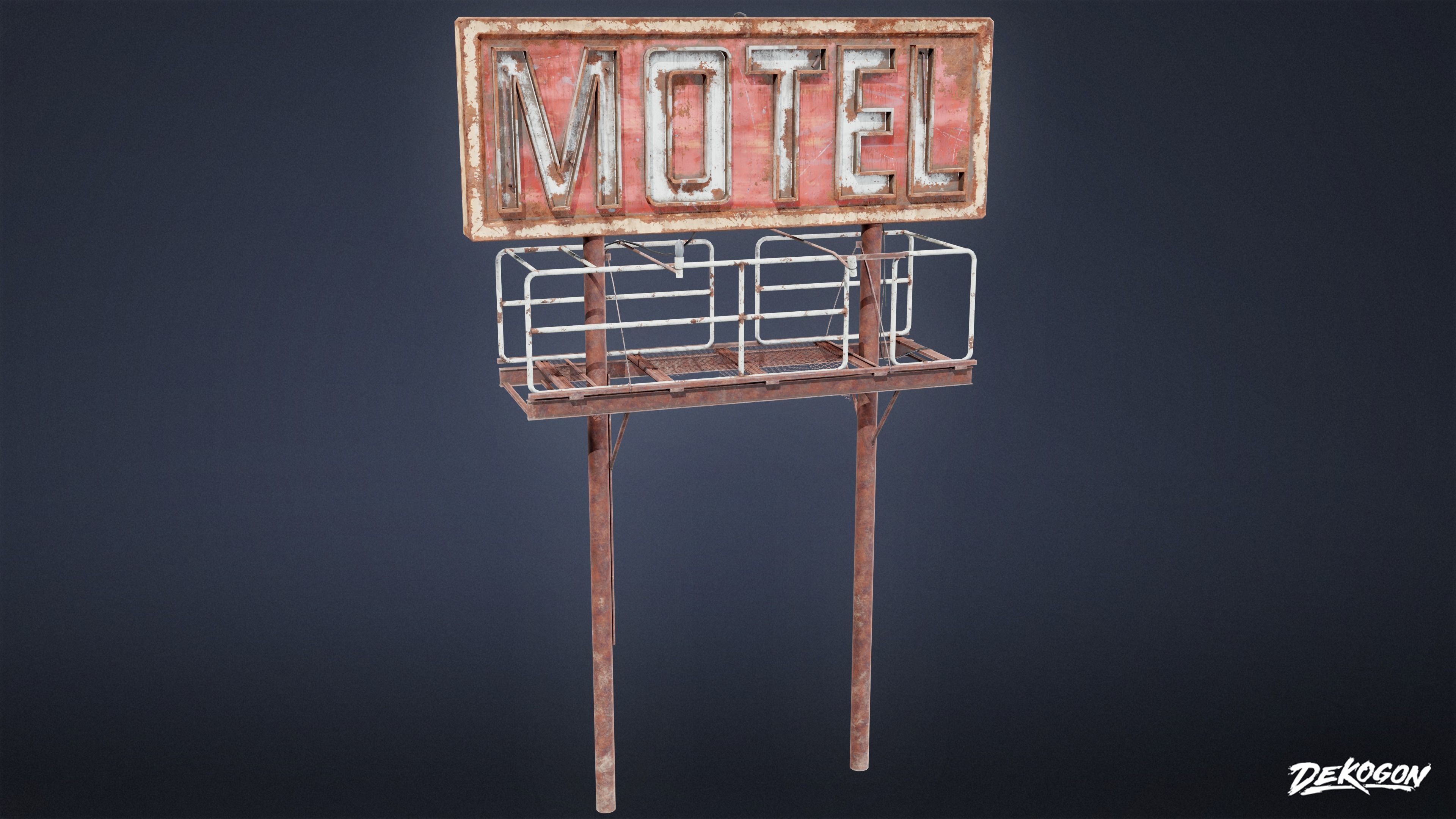 POST APOC SIGNS - Sign 01 - LOW POLY Low-poly 3D model_3