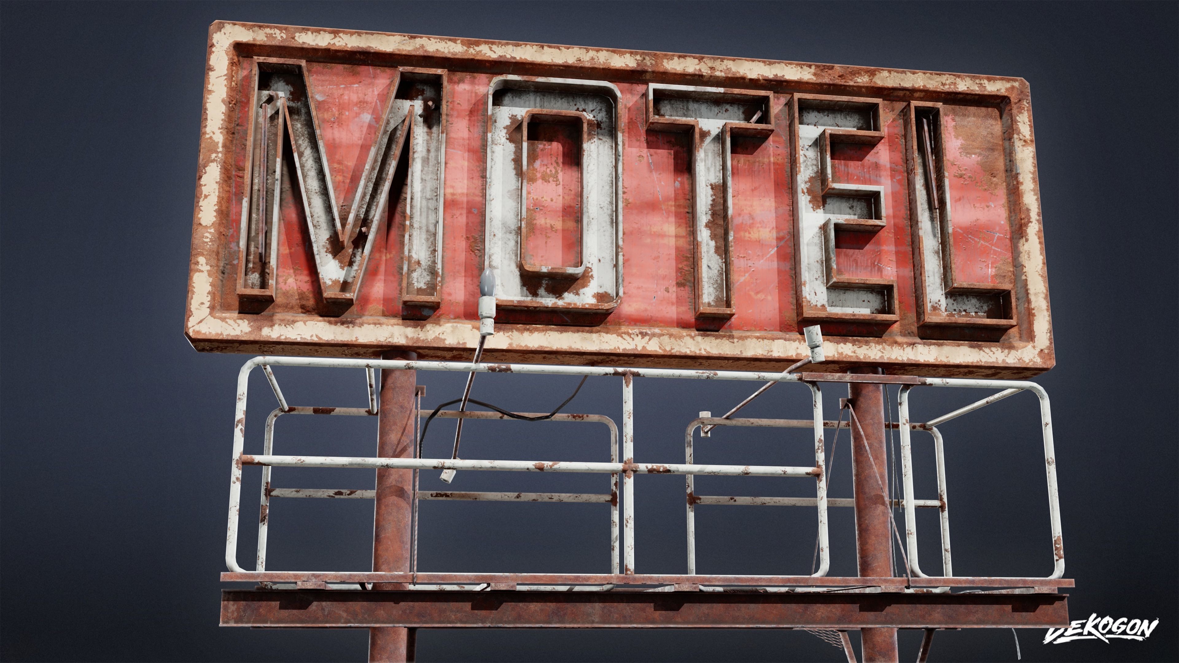 POST APOC SIGNS - Sign 01 - LOW POLY Low-poly 3D model_6