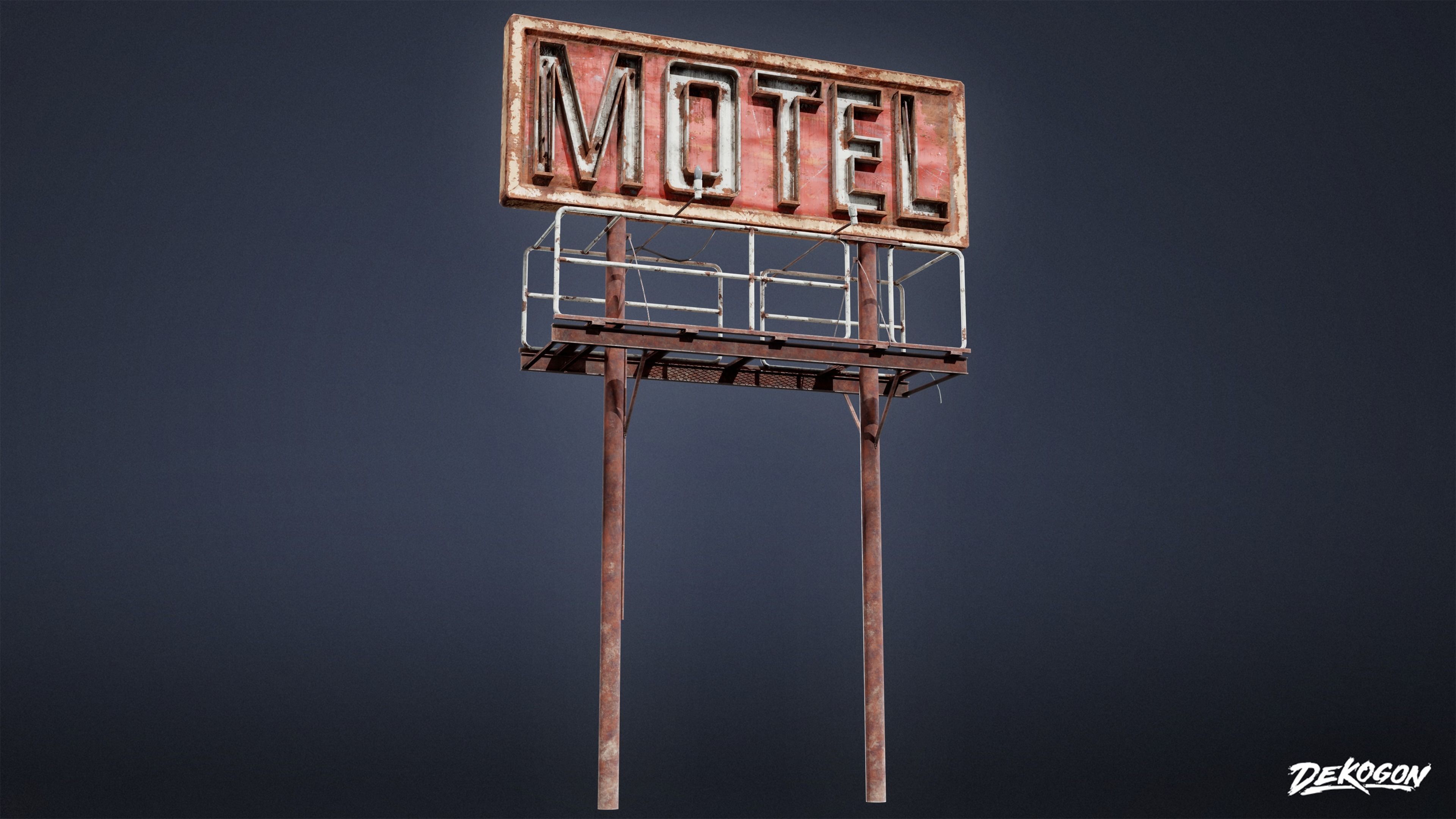 POST APOC SIGNS - Sign 01 - LOW POLY Low-poly 3D model_4