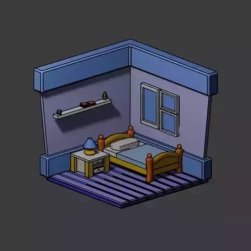 3D Cartoon Bedroom Model