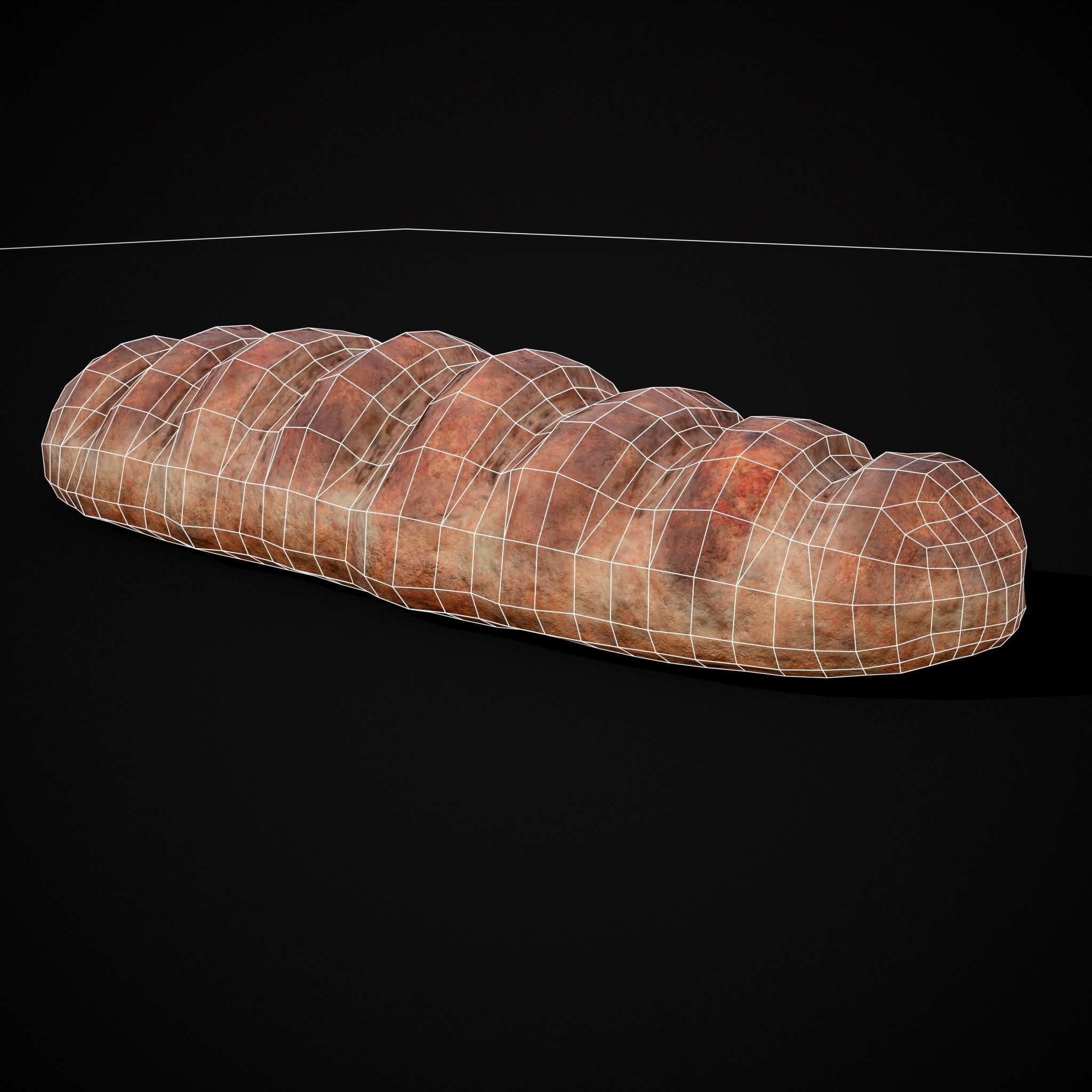 Loaf French Bread Low-poly 3D model_16